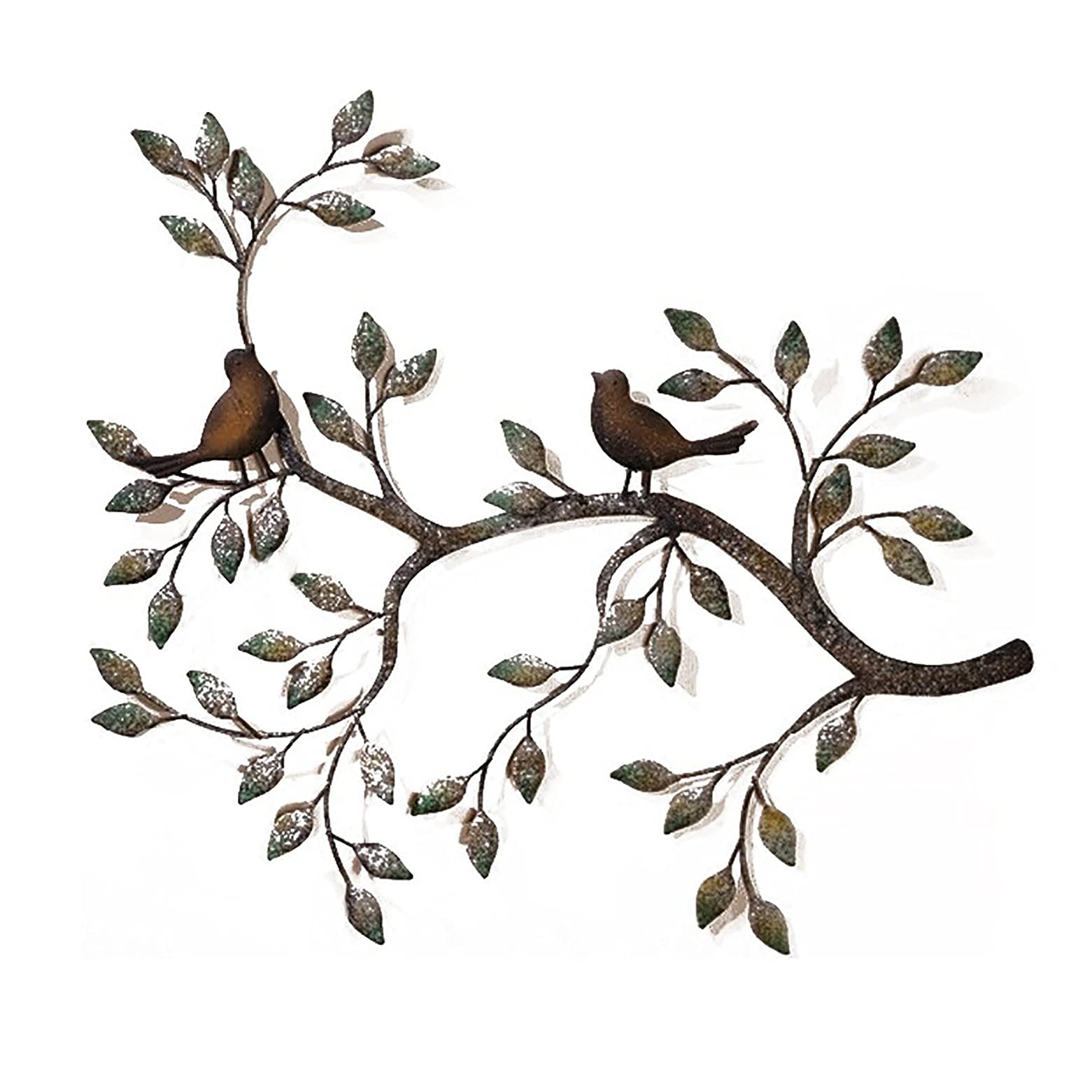 Handmade Metal Wall Art - Chickadees on Branch Sculpture for Indoor & Outdoor Decor, Garden & Home Decoration | Unique Wall Sculpture for Living Room, Bedroom, Patio, Office