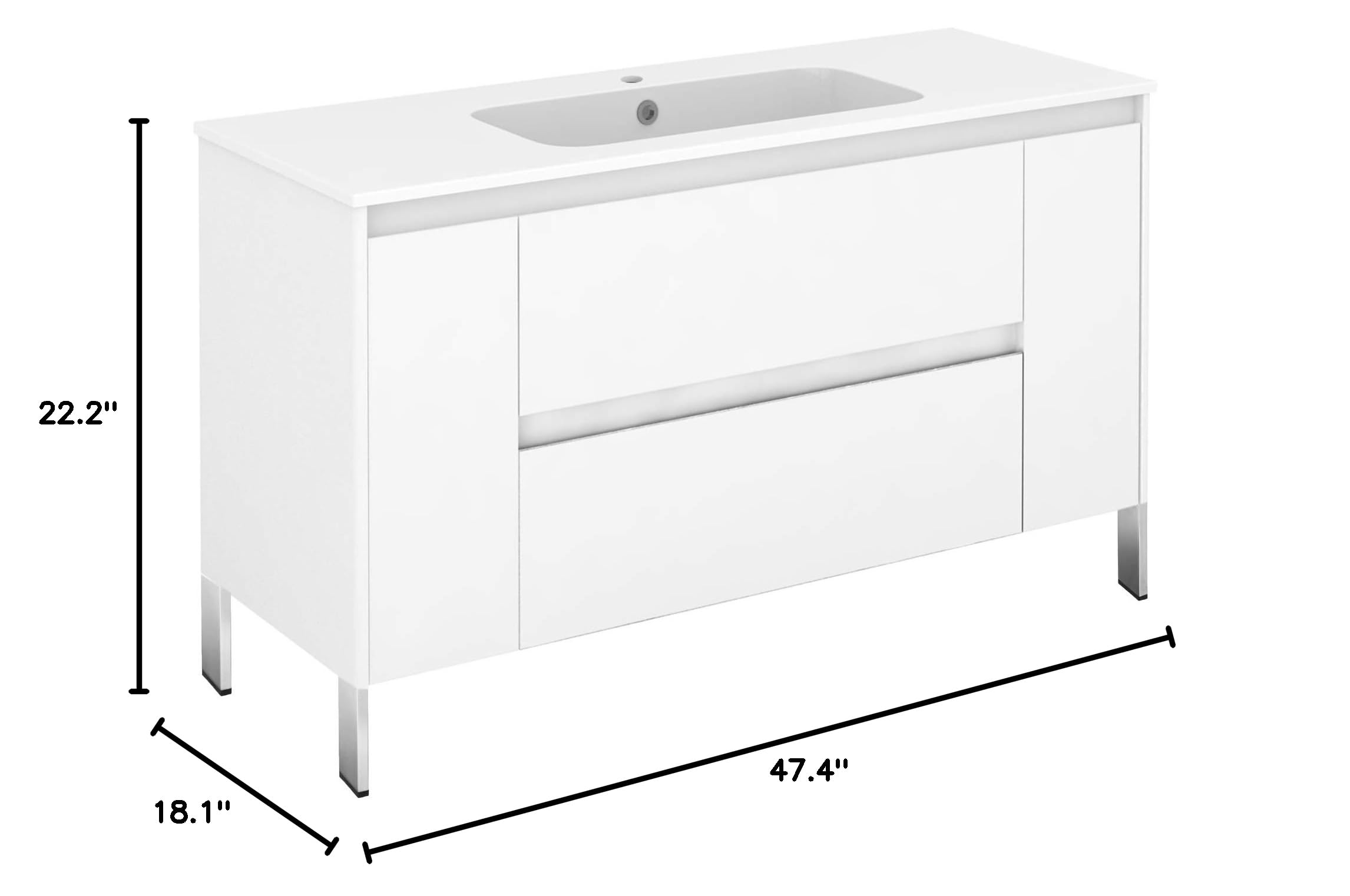 120F WG Ambra 60-Inch Double Sink Bathroom Vanity with Soft-Close Doors - Gloss White Finish for Modern Homes | Perfect for Master Bathroom Renovation & Luxury Spa-Style Retreats