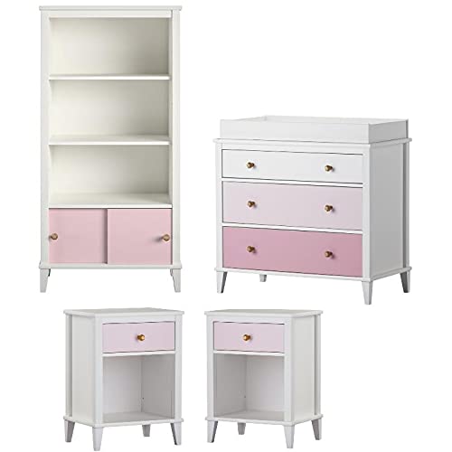 Home Square 4-Piece Bedroom Set with Storage Organizer, Changing Table & 2 Nightstands - Perfect for Nursery, Master Bedroom or Guest Room Organization