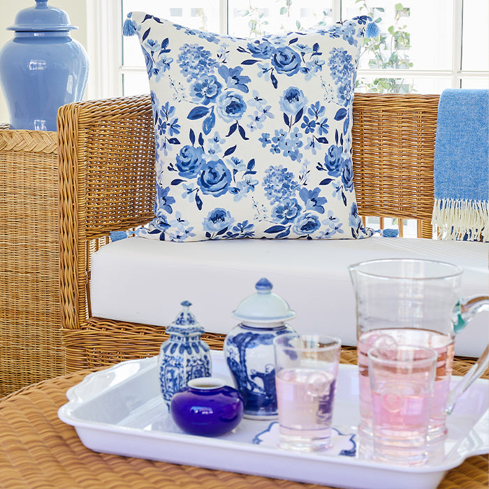 Berry & Thread Melamine Whitewash Handled Serving Tray - Perfect for Breakfast in Bed, Coffee Table Decor, and Party Serving | Elegant Farmhouse Style Home Accessory