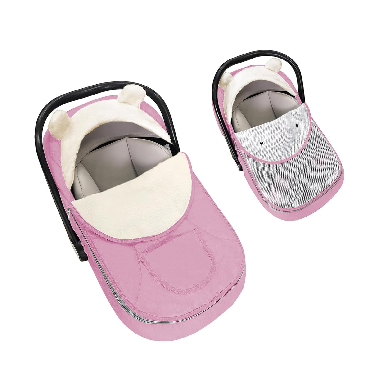 Universal 2-in-1 Winter Baby Car Seat Cover - Warm & Cozy Infant Carseat Protector for Boys & Girls (Pink) | All-Season Use for Strollers, Shopping & Travel