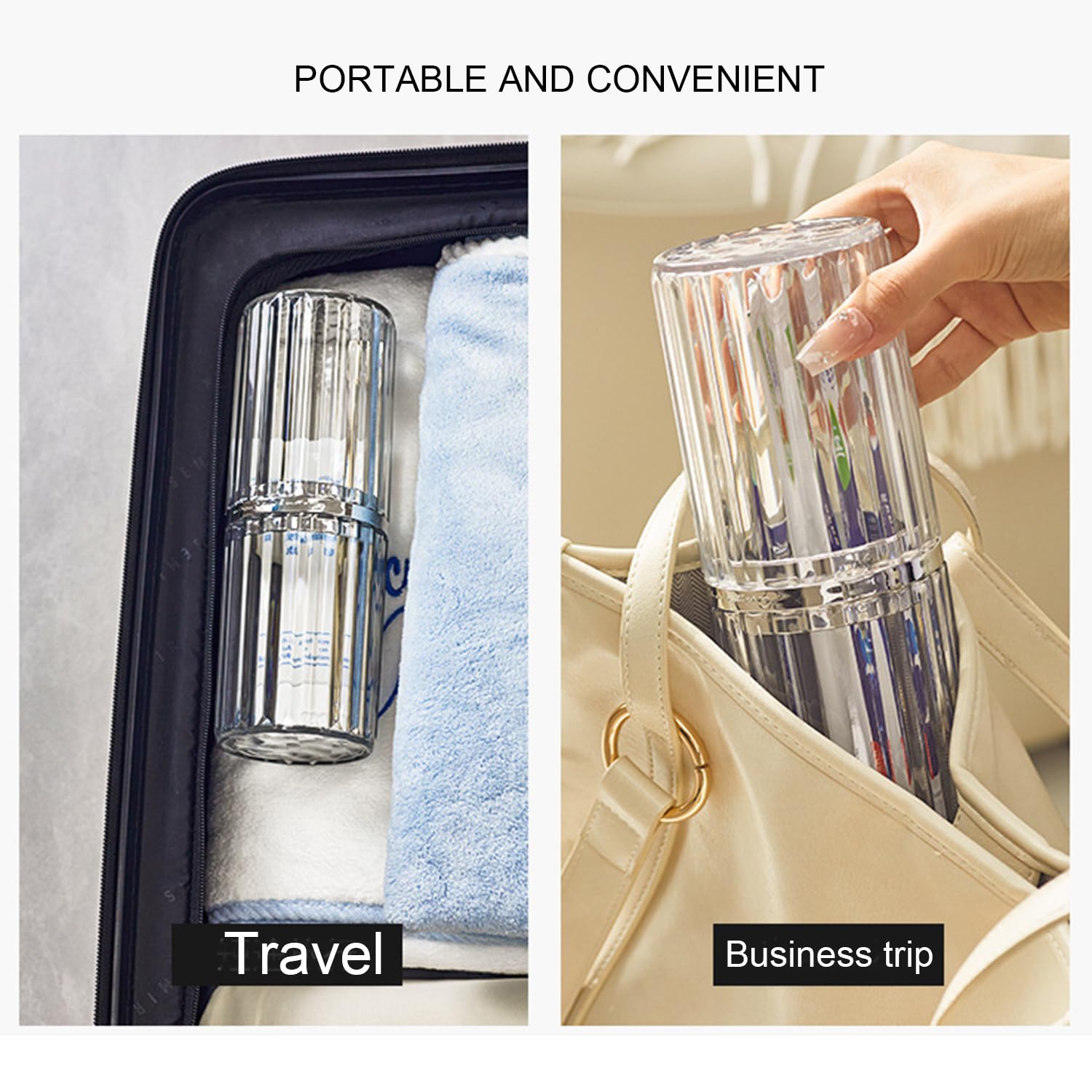 Portable Travel Toothbrush Holder with Toothpaste Container - Large Waterproof Toothbrush Case for Camping, Business Trips & School - Compact Bathroom Organizer for On-the-Go Oral Care
