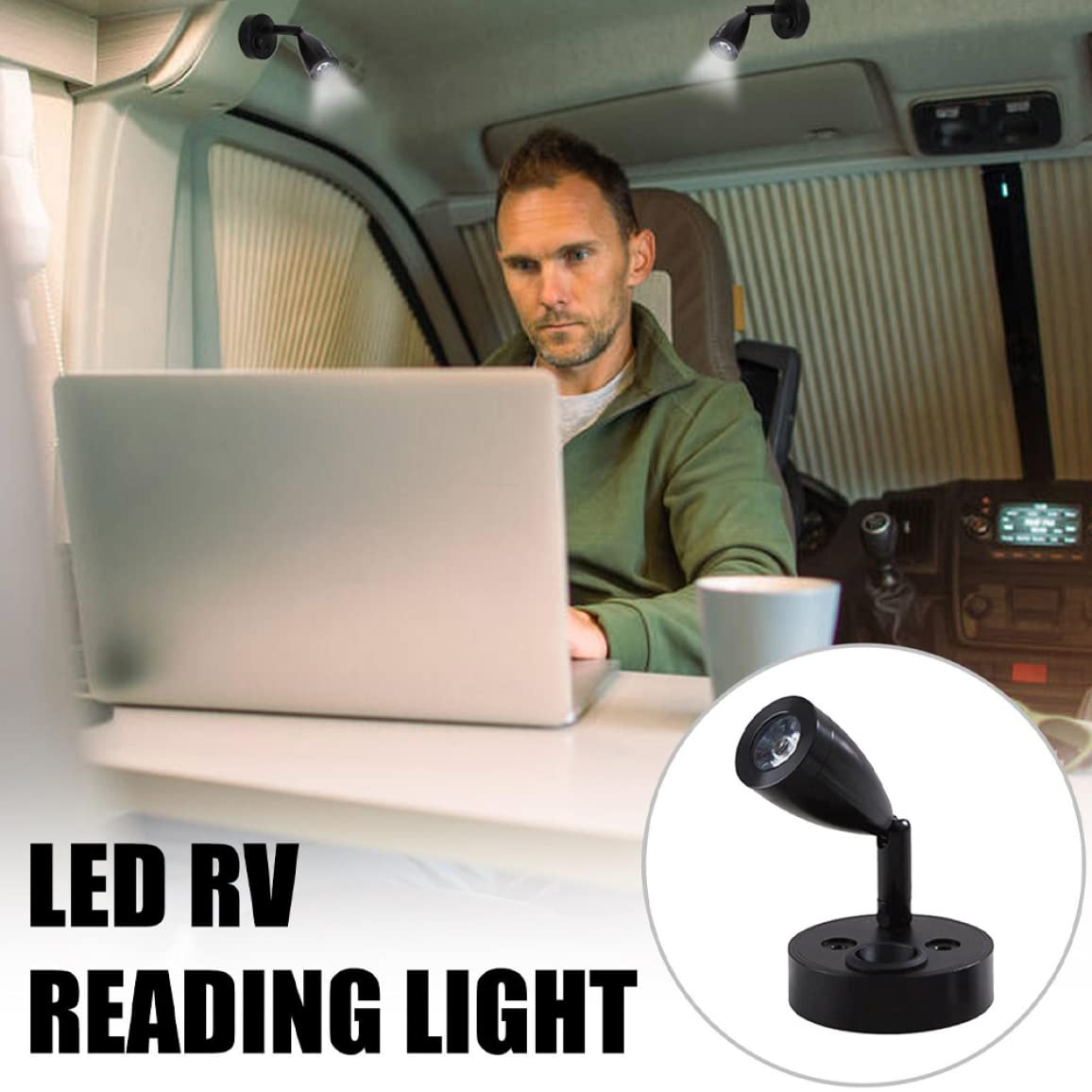 12V LED Reading Light - 3W Wall Sconce for Bedroom, RV, Boat & Motorhome - Black Set of 2 - Perfect for Night Reading, Cabinet Display & Bedside Lighting - Energy Efficient 12V LED Spot Light