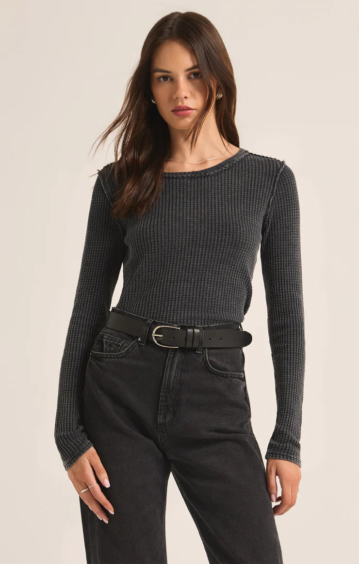 Z Supply Women's Arlet Thermal Long Sleeve Top - Soft & Warm Winter Layering Shirt for Casual Outfits & Outdoor Activities