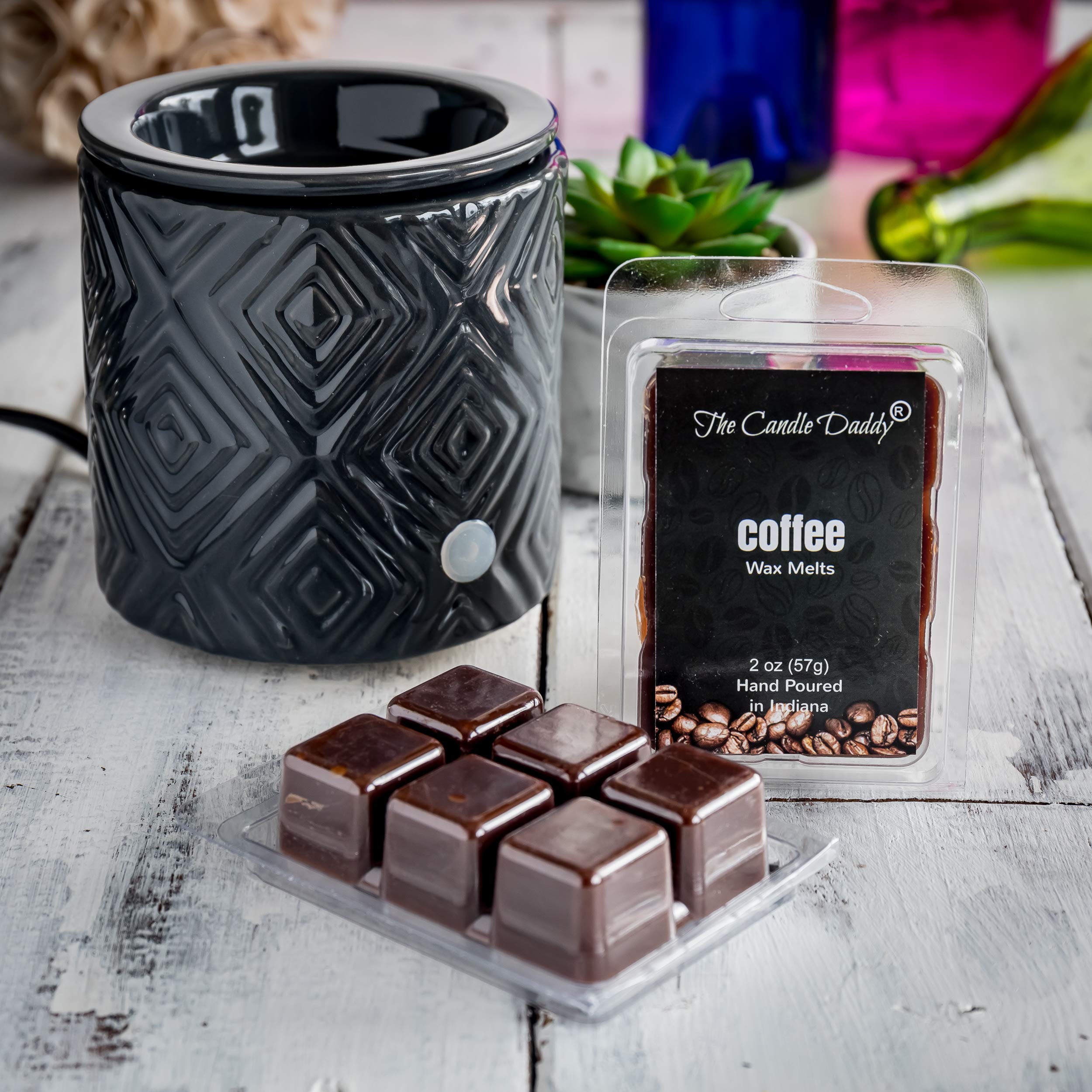 Premium Coffee Scented Candles & Wax Melts Set - 6 oz Candle & 3 x 2 oz Wax Melts - Aromatic Home Decor for Relaxation & Cozy Atmosphere - Perfect for Living Room, Bedroom & Office Spaces
