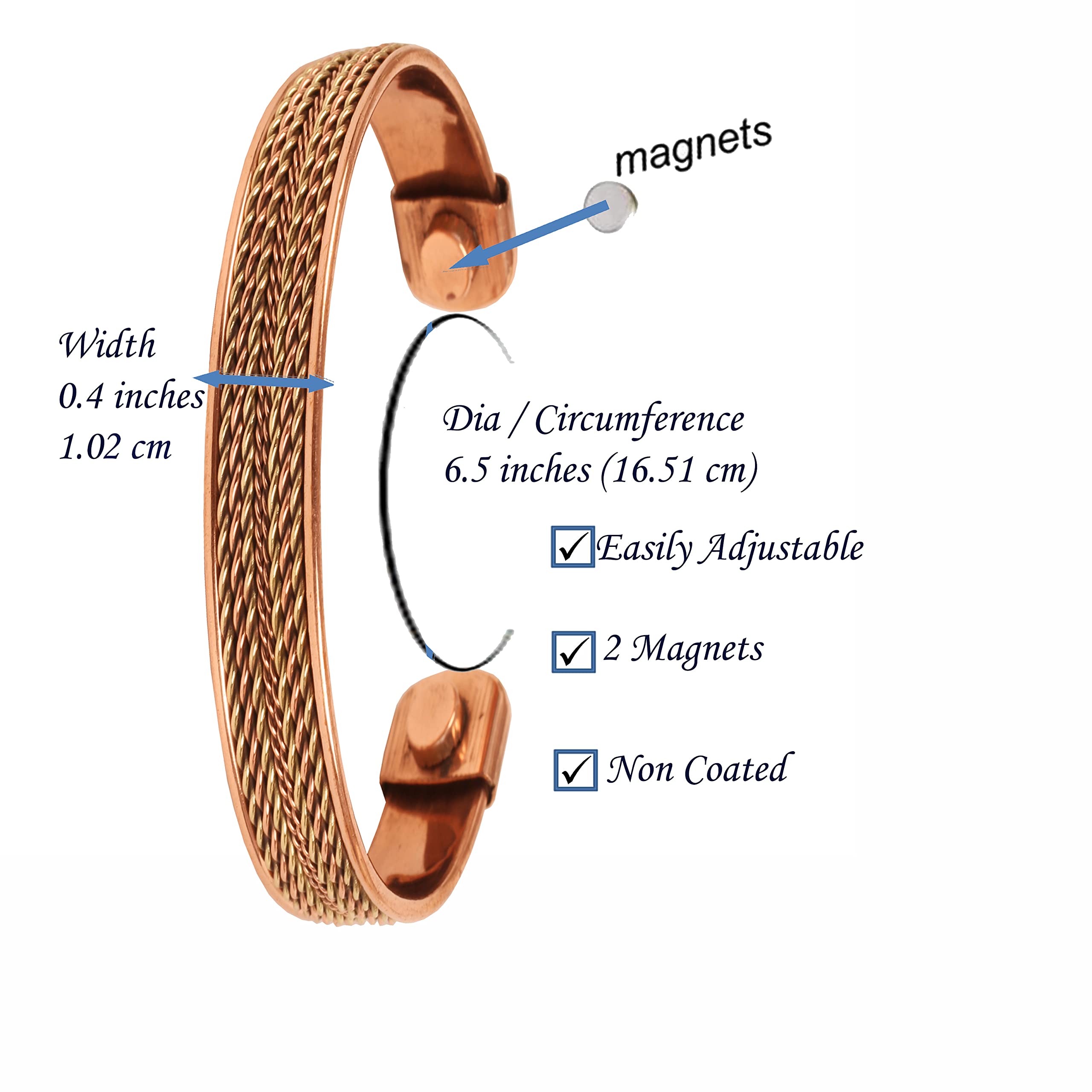 Authentic Tibetan Style Touchstone Copper Bracelet - Hand Forged Solid High Gauge Copper Cuff for Men & Women - Multiple Design Options - Perfect for Meditation, Yoga & Spiritual Healing