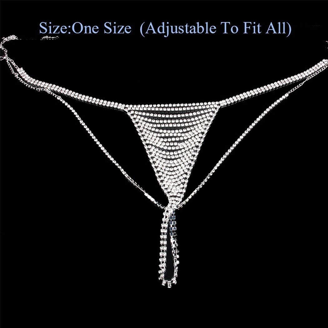 Silver Crystal Rhinestone Belly Chain for Women - Elegant Body Jewelry for Bikini, Beach, Nightclub & Festival Outfits | Sexy Underwear & Thong Accessory for Parties & Special Occasions