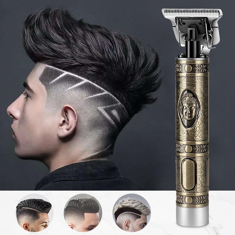 Buddha Style Beard Trimmer for Men - Adjustable Blade Hair Clipper & Shaver Kit with Steel Razors - Portable Grooming Tool for Home & Travel Use