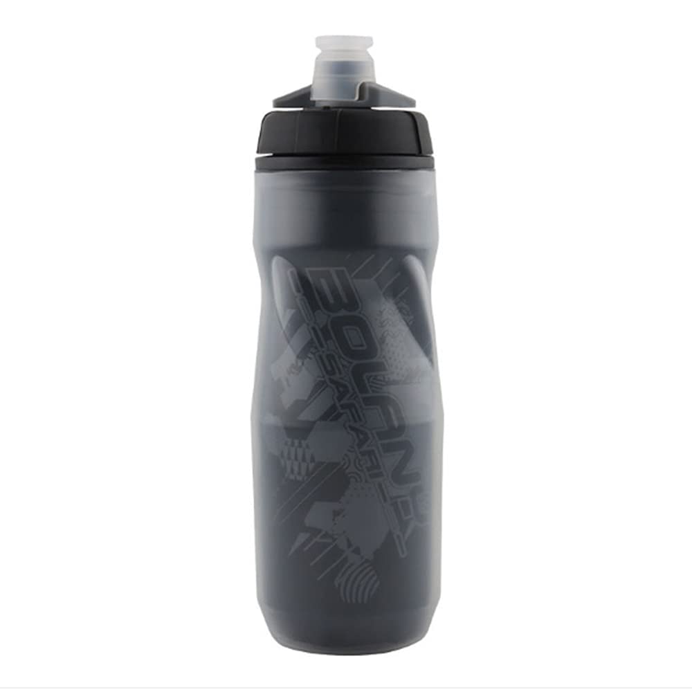 Lightweight 600ml/20oz BPA-Free Bike Water Bottle - Leak Proof Squeeze Design for Cycling, Outdoor Sports & Fitness (Black-Gray) | Perfect for Road Bikes, Mountain Biking & Gym Workouts