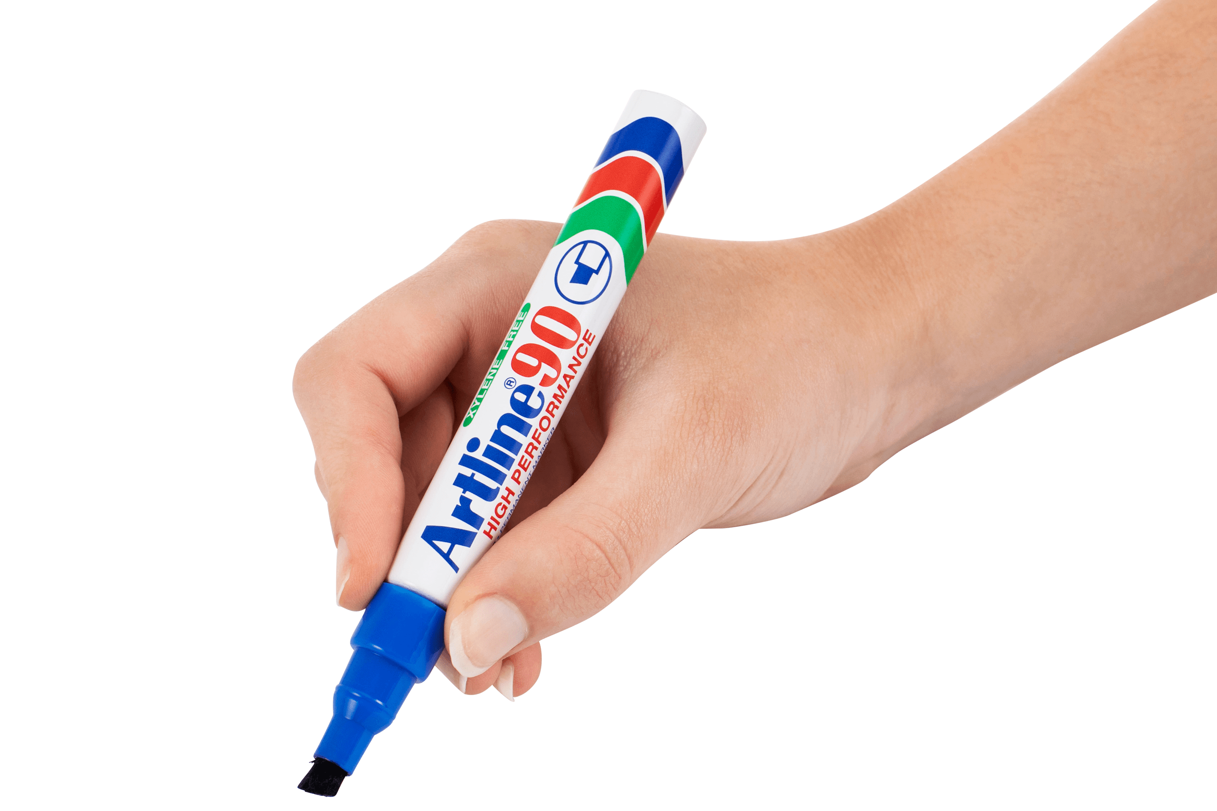 Artline 90 Permanent Marker - 5mm Chisel Tip, Blue Ink, Pack of 12 - Ideal for Labeling, Crafting & Office Use