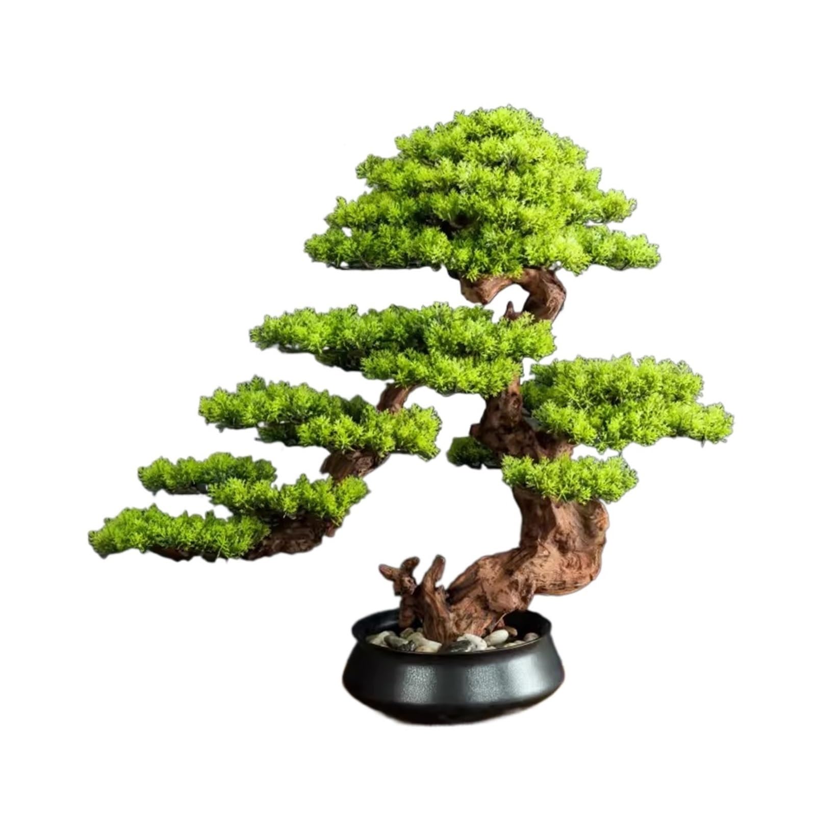 Small Indoor Bonsai Tree - Artificial Welcome Pine Bonsai for Home & Office Decor | Fake Plants for Living Room, Hotel Landscape & Zen Decorations | Perfect for Desk, Shelf & Interior Design