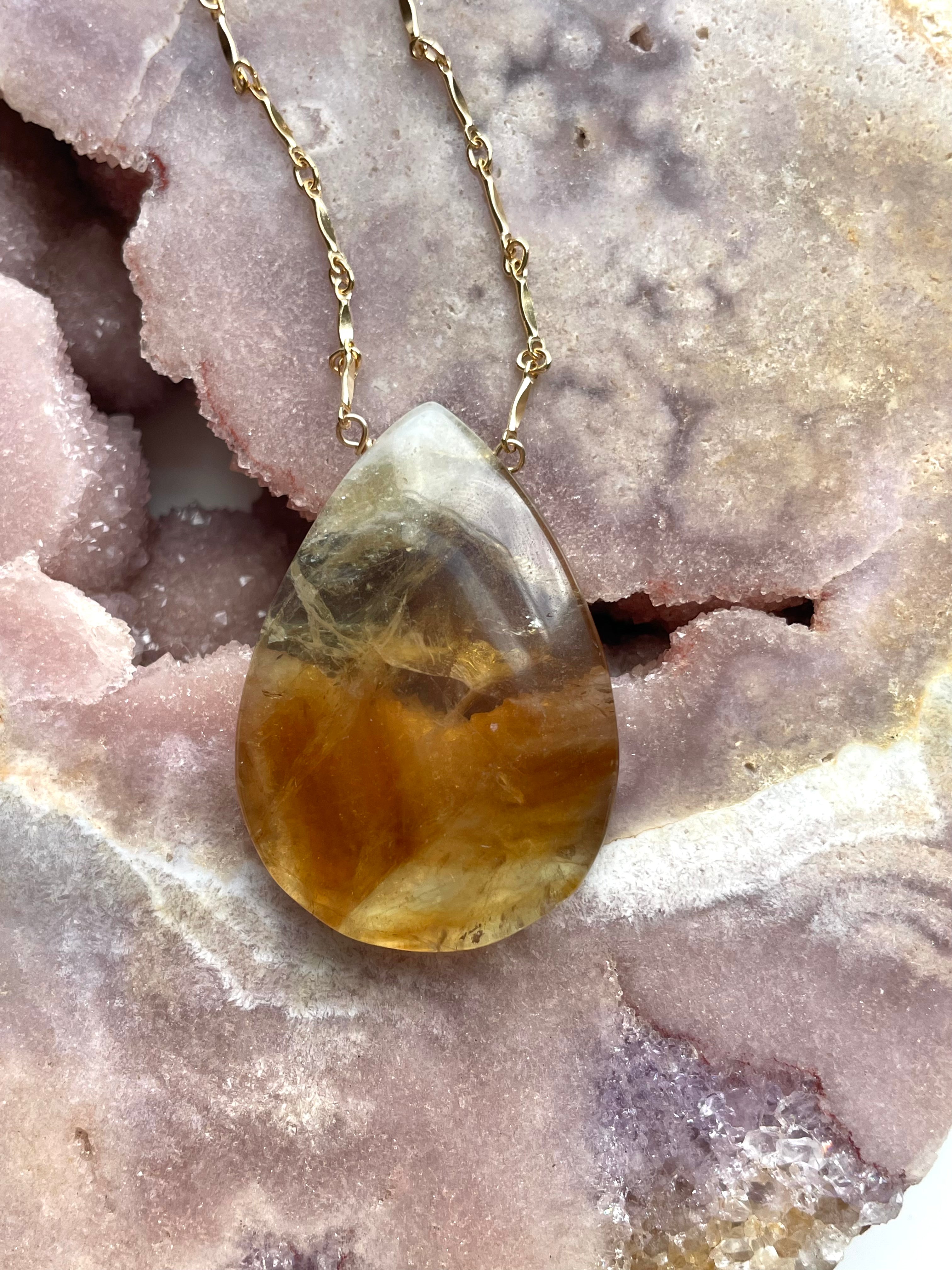 14K Gold Filled Chunky Genuine Yellow Citrine Necklace | Elegant Statement Jewelry for Women | Perfect for Parties, Weddings & Everyday Wear