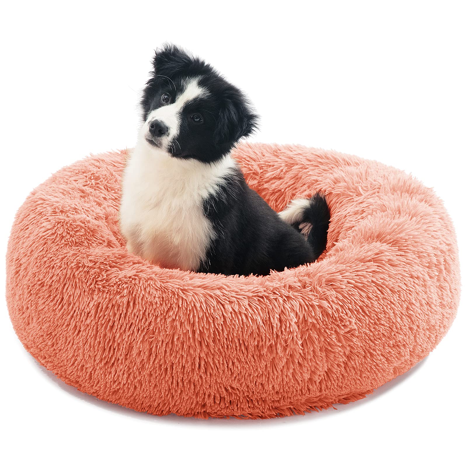 Calming Donut Dog Bed for Anxiety Relief - Orthopedic Round Pet Bed for Dogs & Cats - Plush Anti-Stress Cushion for Puppies, Kittens & Senior Pets (Perfect for Crates, Living Rooms & Bedrooms)