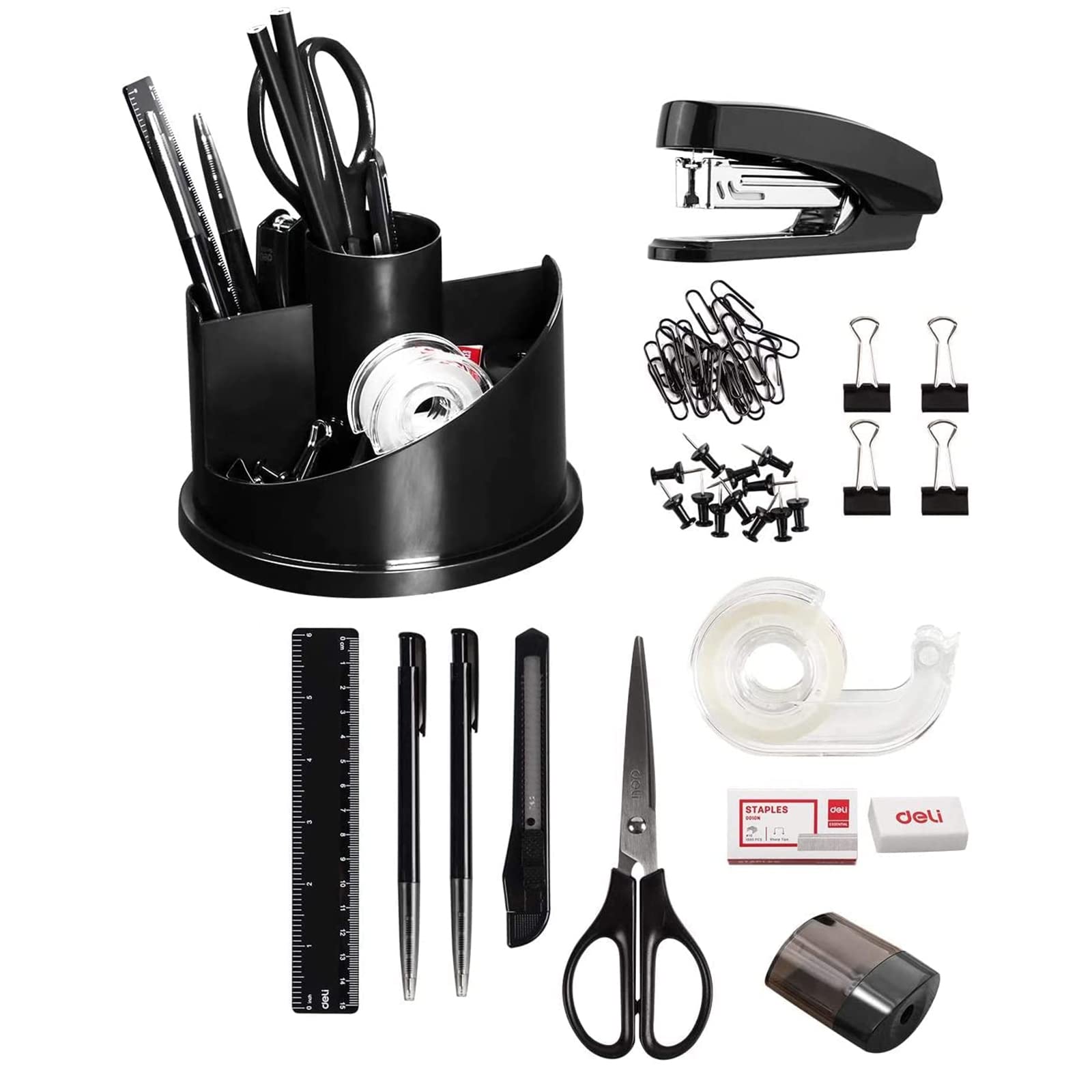 Deli 15-Piece Office Supplies Kit with Desk Organizer - Perfect for Home & Office Workspace
