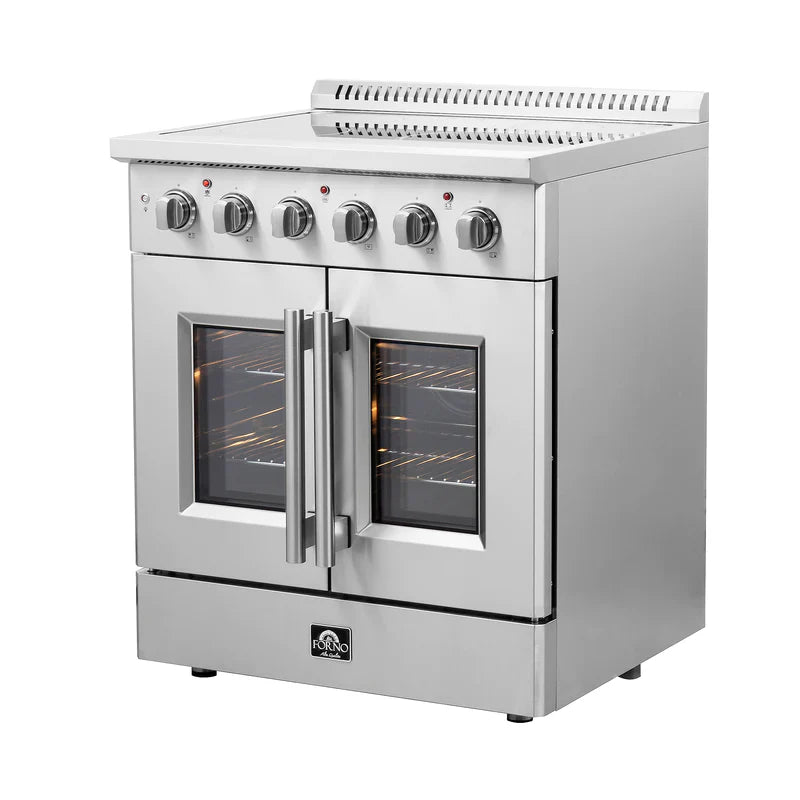 FORNO Galiano 30 Inch French Door Electric Range with Convection Oven - Stainless Steel FFSEL6917 30