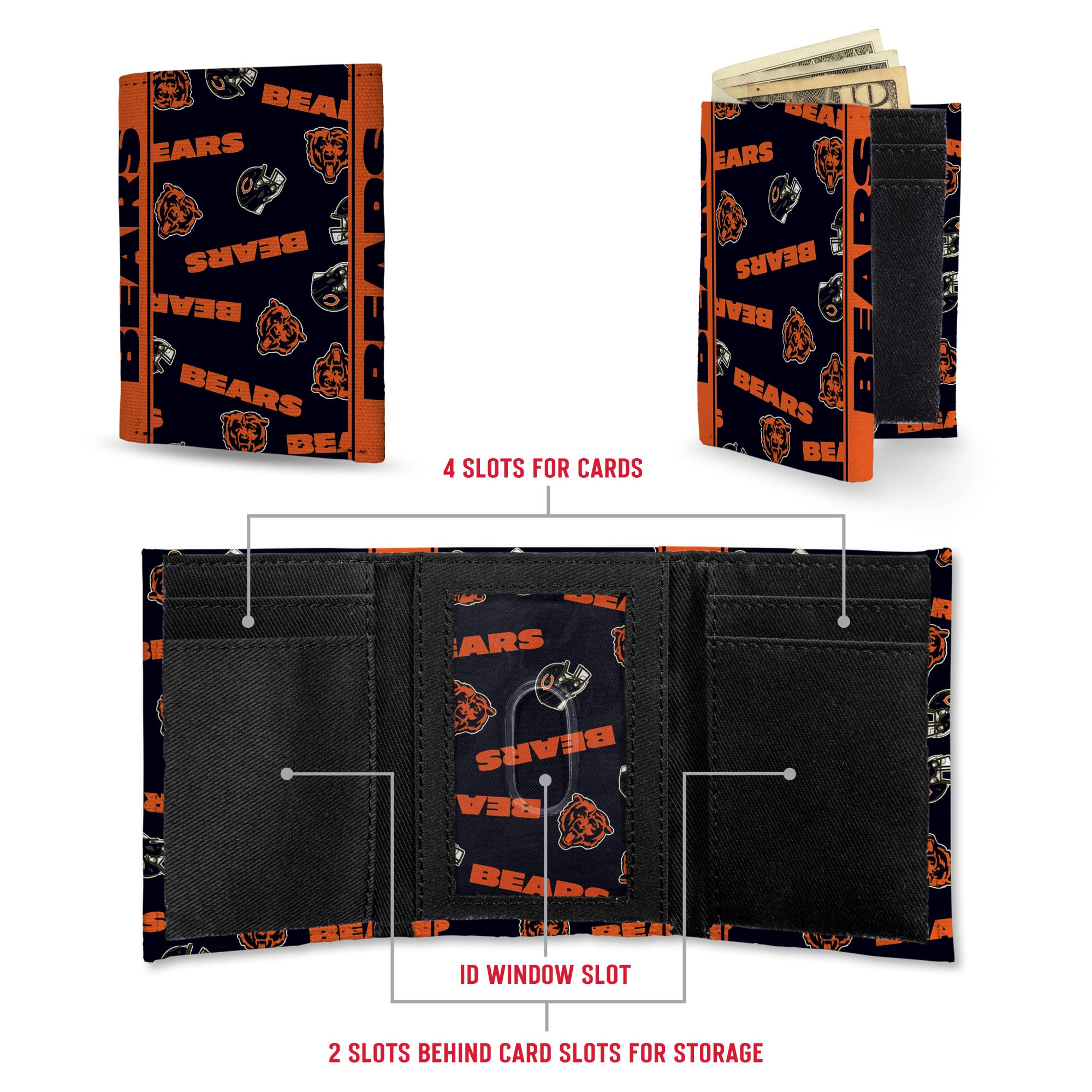 NFL Canvas Trifold Wallet by Rico Industries - Durable & Stylish Football Fan Accessory for Men - Perfect for Game Day, Travel & Everyday Use