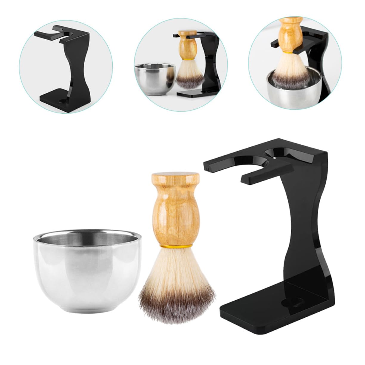 Premium Men's Shaving Kit - Stainless Steel Razor, Shaving Cream & Brush Set for Smooth Face & Head Shaving - Perfect Grooming Gift for Men at Home or Travel