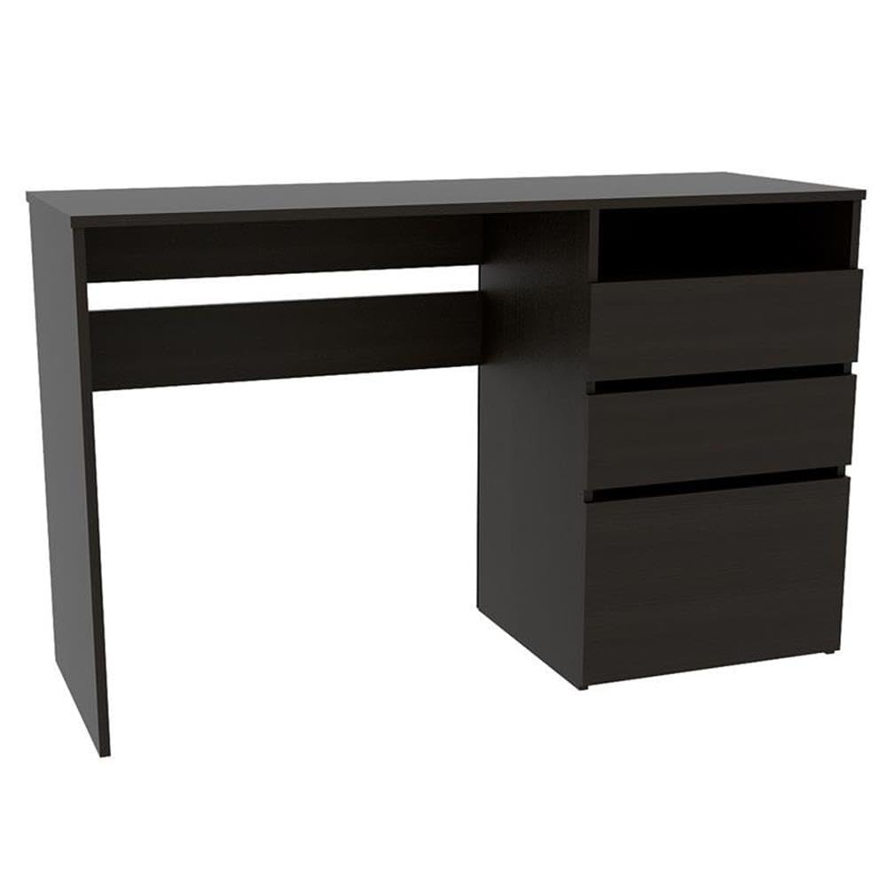 UrbanPro Modern Engineered Wood 3-Drawer Computer Desk in Black - Home Office Workstation for Small Spaces, Gaming & Study