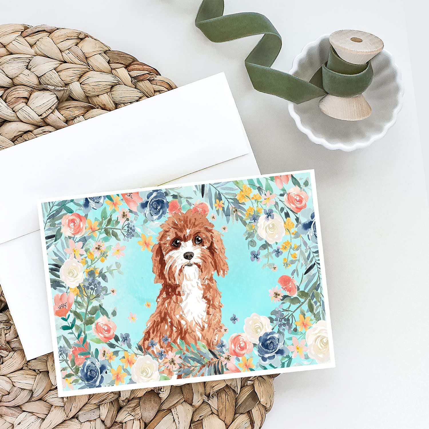 Cavapoo Greeting Cards & Envelopes Set - 8 Blank A7 (5x7) Note Cards with Whimsical Design | Perfect for Birthdays, Thank You Notes & Special Occasions