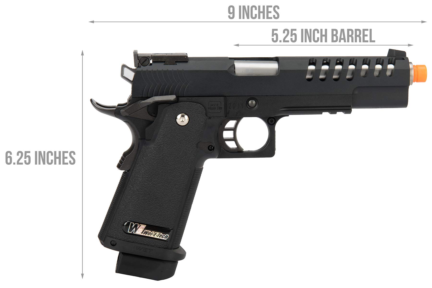 Lancer Tactical WE 1911 Hi-Capa Hyper Speed Gas Blowback Airsoft Pistol - Black - 330 FPS - Realistic Training & Competitive Airsoft Games