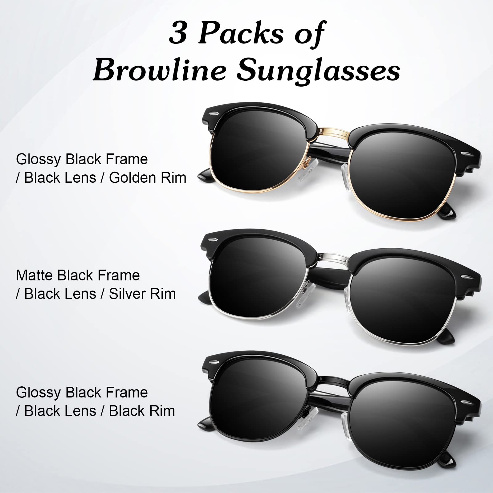 Polarized Sunglasses for Men & Women - UV400 Protection Retro Semi-Rimless Shades - Perfect for Driving, Fishing & Outdoor Activities