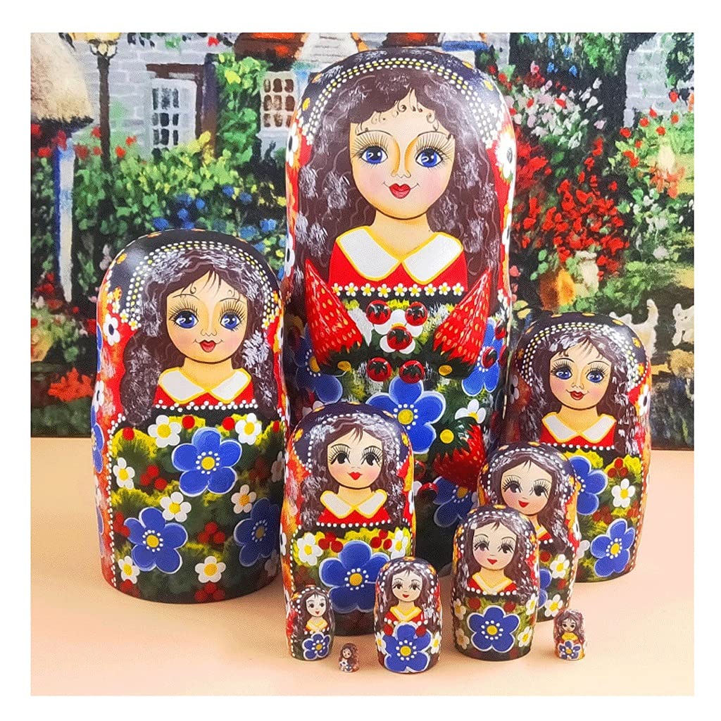 Handmade Wooden Russian Nesting Matryoshka Dolls Set - Traditional Folk Art Toys, Home Decor & Unique Gift for Kids, Collectors (Color A) - Perfect for Nursery Decor, Birthday Presents & Cultural Displays
