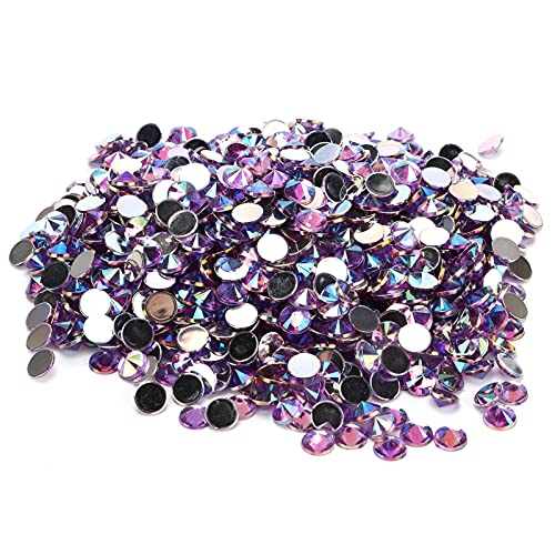 6mm Acrylic Crystal Rhinestones for Jewelry Making, Resin Crafts, DIY Decorations - Light Purple AB (1000 Pcs) | Perfect for Earrings, Bracelets, Nail Art & Home Decor