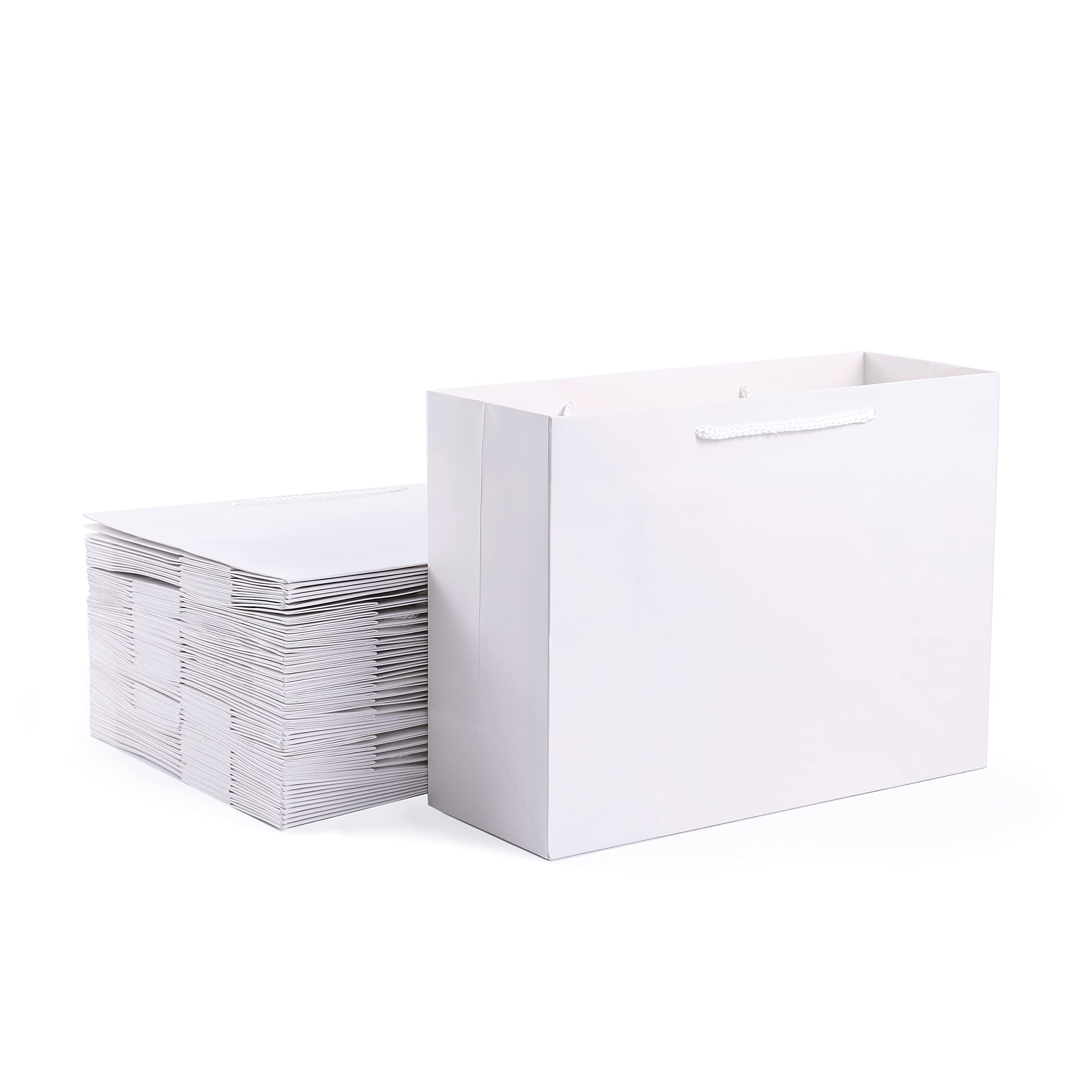 10 Pack White Gift Bags 14x5x10 Inches - Luxury Kraft Paper Gift Bags with Handles for Birthday, Wedding, Baby Shower & Holiday Gifts - Perfect for Party Favors, Corporate Events & Retail Packaging