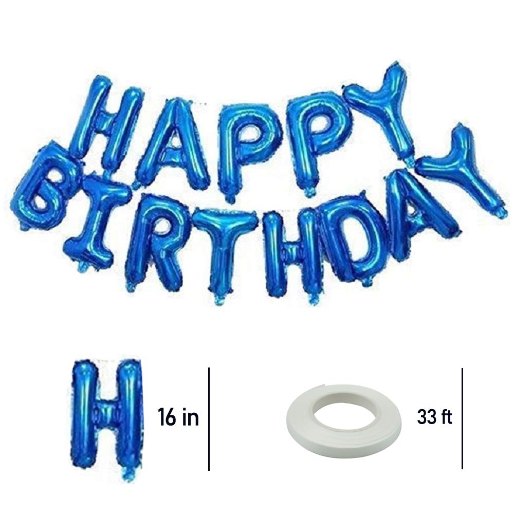 Happy Birthday Balloon Set - 2 Foil Balloons, 4 Confetti Balloons, 6 Latex Party Balloons with Banner - Blue Birthday Party Decorations for Indoor & Outdoor Celebrations
