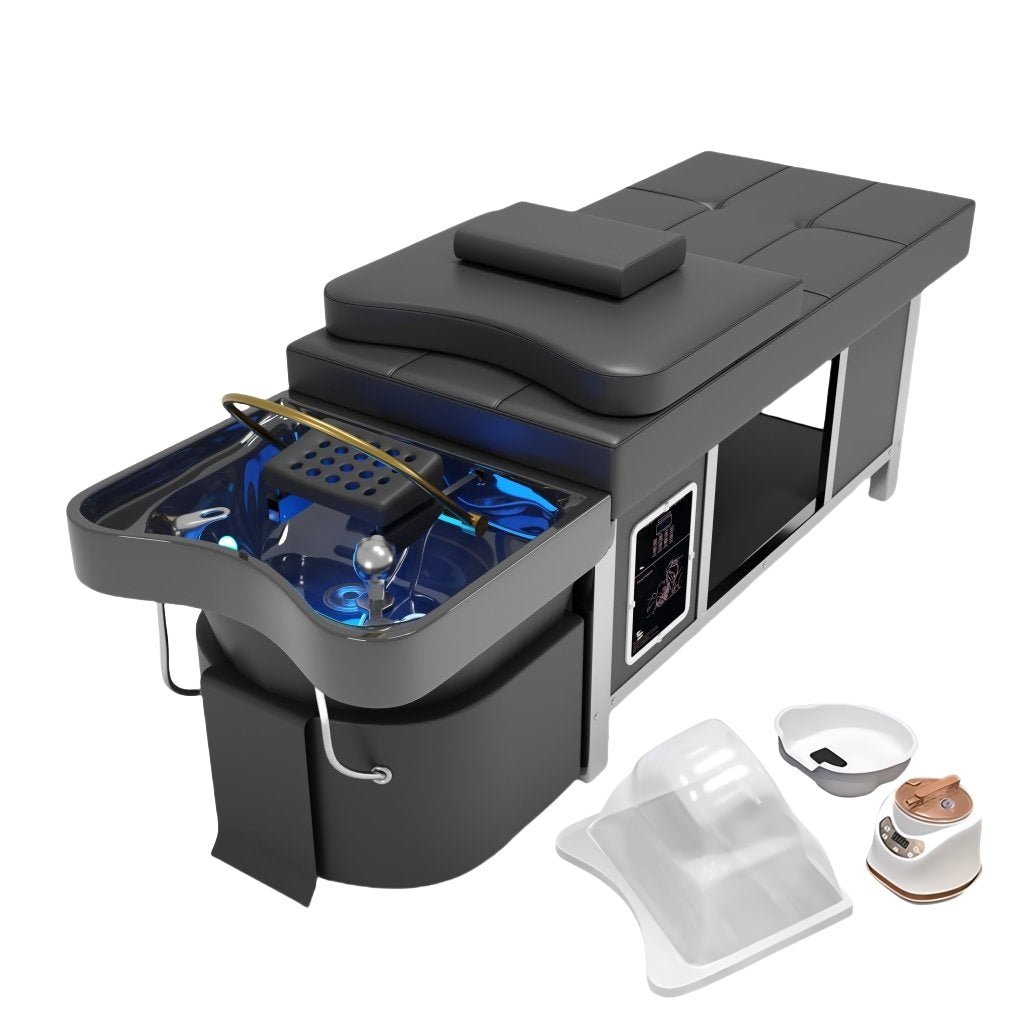Greenlife Stainless Steel Ceramic Basin Thai Head SPA Shampoo Sink Bed - Professional Salon Hair Washing Station for Backwash & Scalp Massage