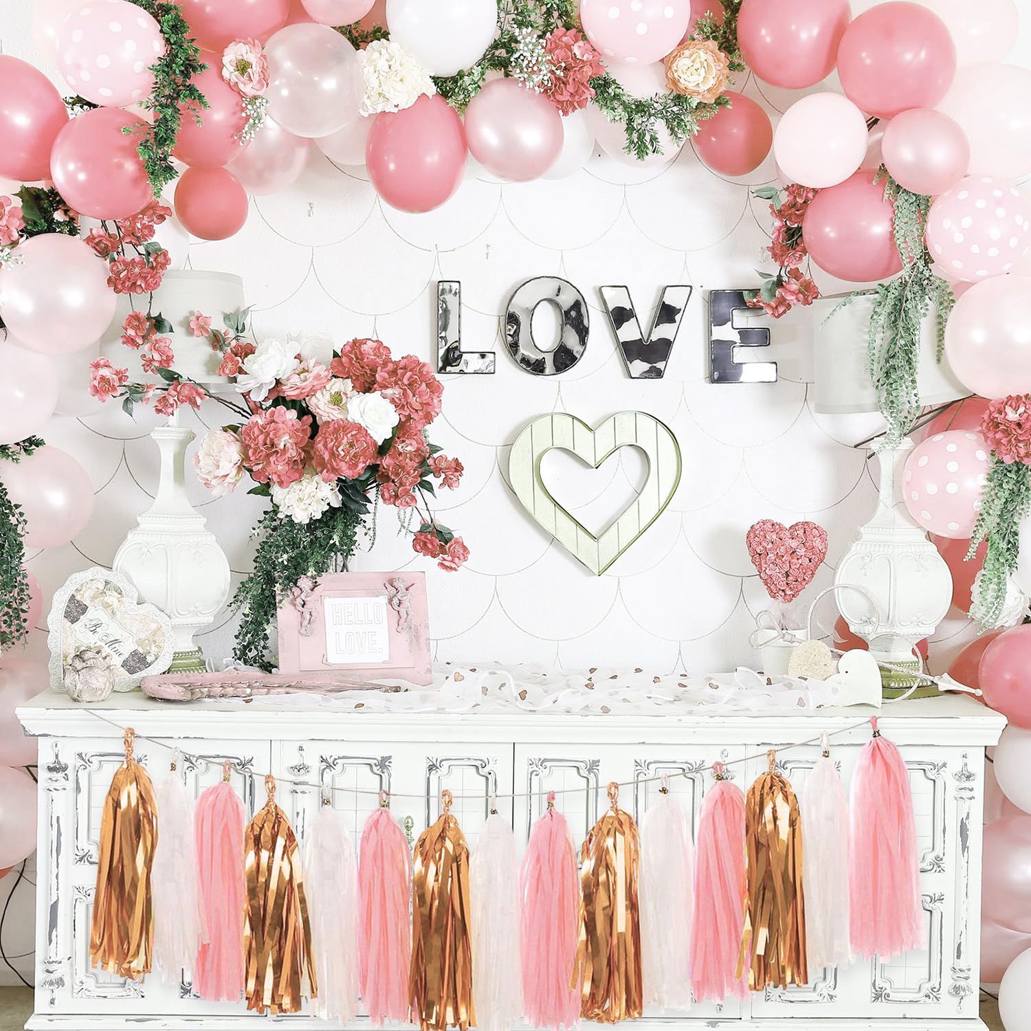 Rose Gold Happy Birthday Decorations - Glittery Birthday Banner & Tissue Tassel Garland for Party Decor | Perfect for Birthday Celebrations, Baby Showers & Anniversary Parties