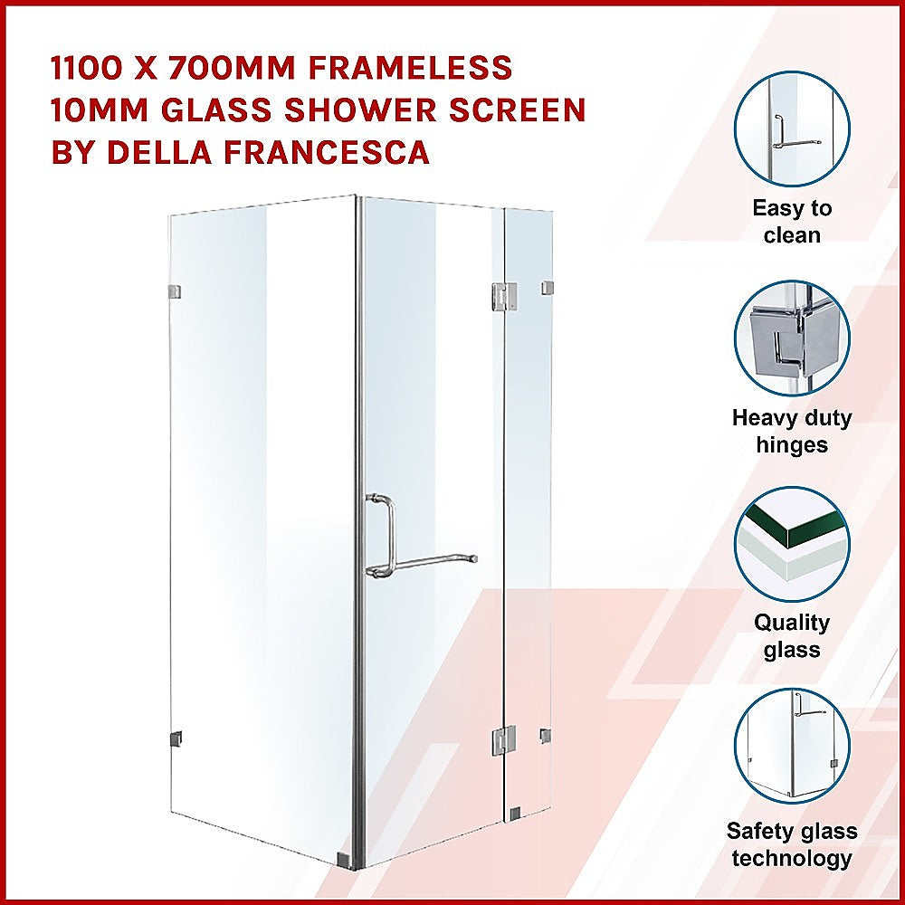 Frameless 10mm Glass Shower Screen 43.3