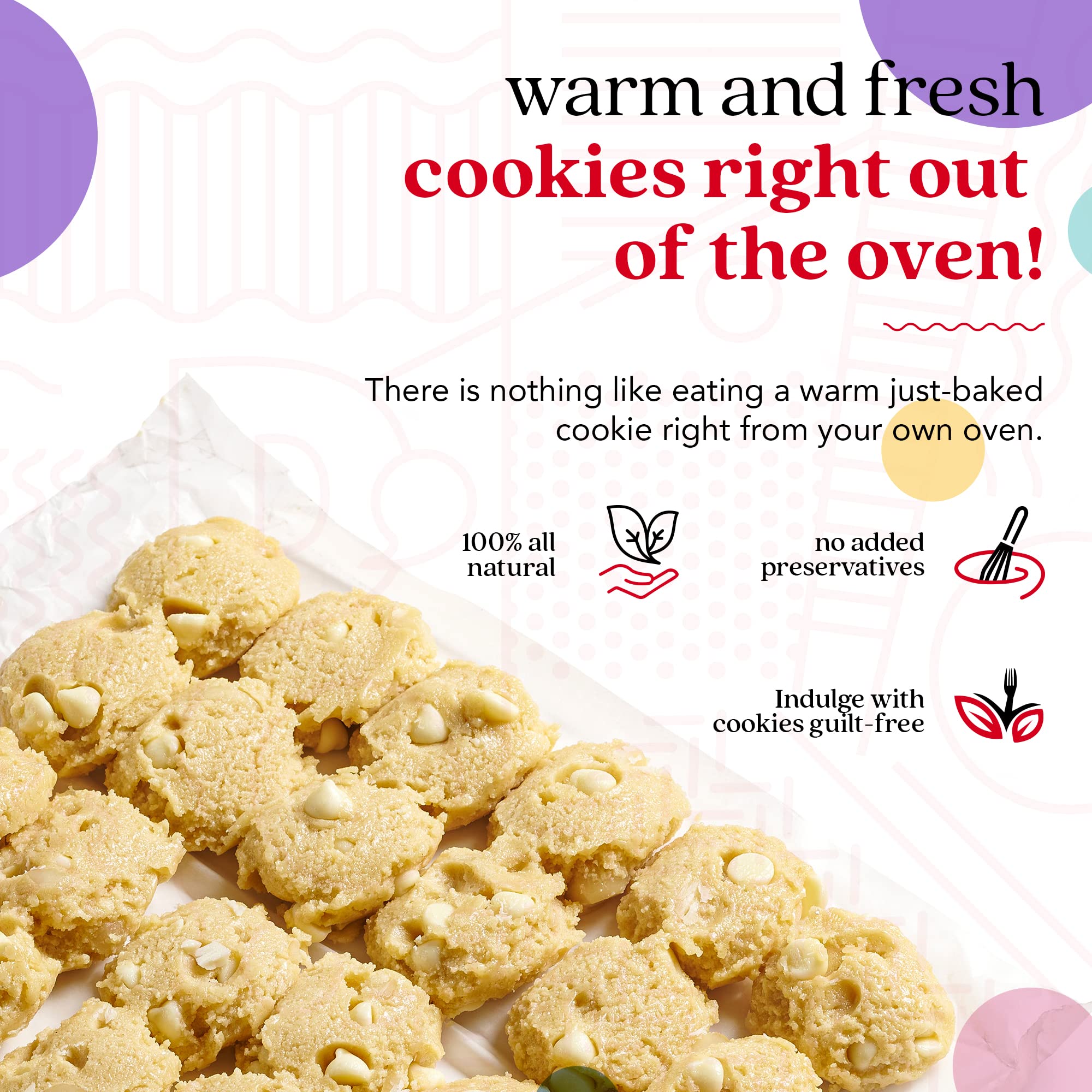 David's Cookies Preformed Frozen Macadamia White Chocolate Chip Cookie Dough - 80 Count Bulk Pack for Baking, Parties & Gifting