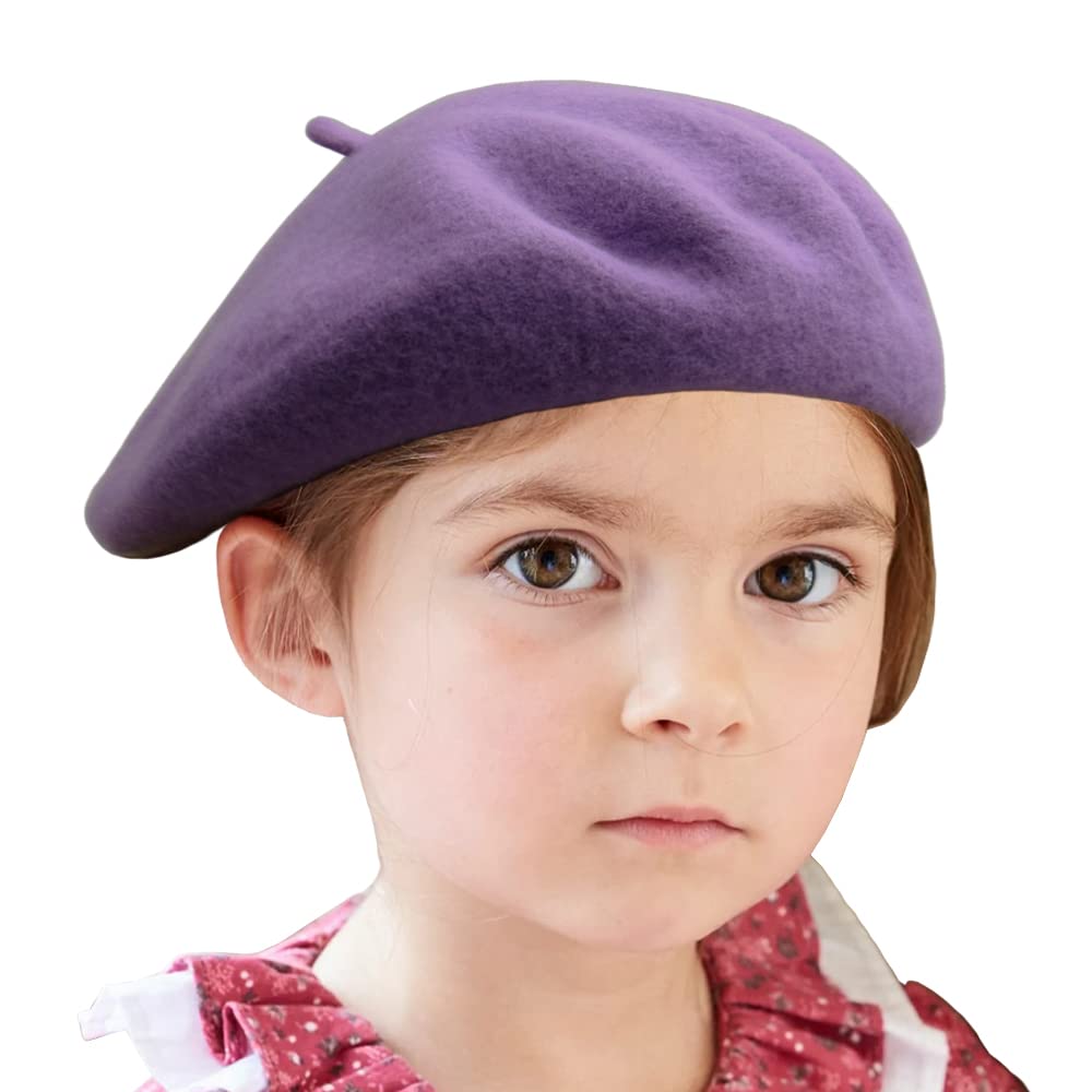 Wheebo Kids Wool French Beret Hat - Solid Color Painter & Artist Hat for Girls & Boys - Perfect for School, Art Class & Fashion Outfits