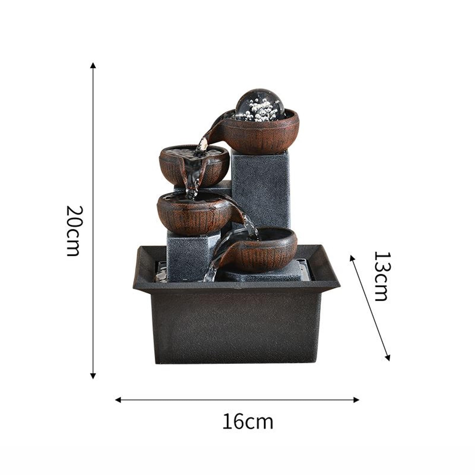 Small Tabletop Water Fountain - Desktop Running Water Fountain for Living Room & Office Decor - Clear Resin Waterfall Fountain with Circulating Water - Perfect for Relaxation, Meditation, and Home Decor