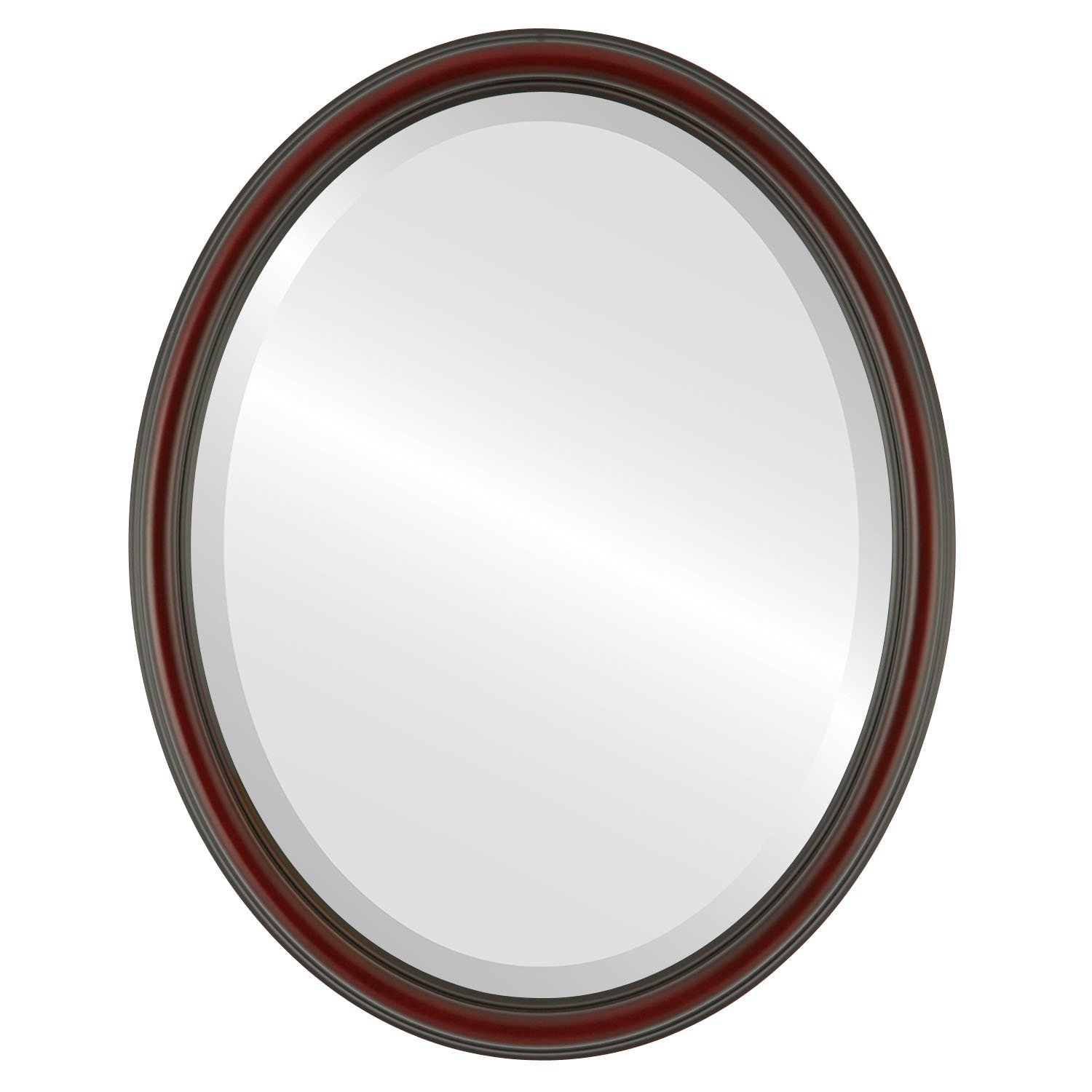 Oval Beveled Wall Mirror - Saratoga Style Rosewood Frame - 20x26 Inches - Elegant Home Decor for Living Room, Bedroom & Entryway