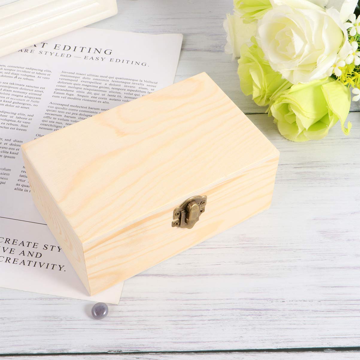 EXCEART Wooden Jewelry Box Organizer - Small Jewelry Storage Container with Hinged Lid for Rings, Earrings & Accessories | Perfect for Kids, Travel & Home Decor