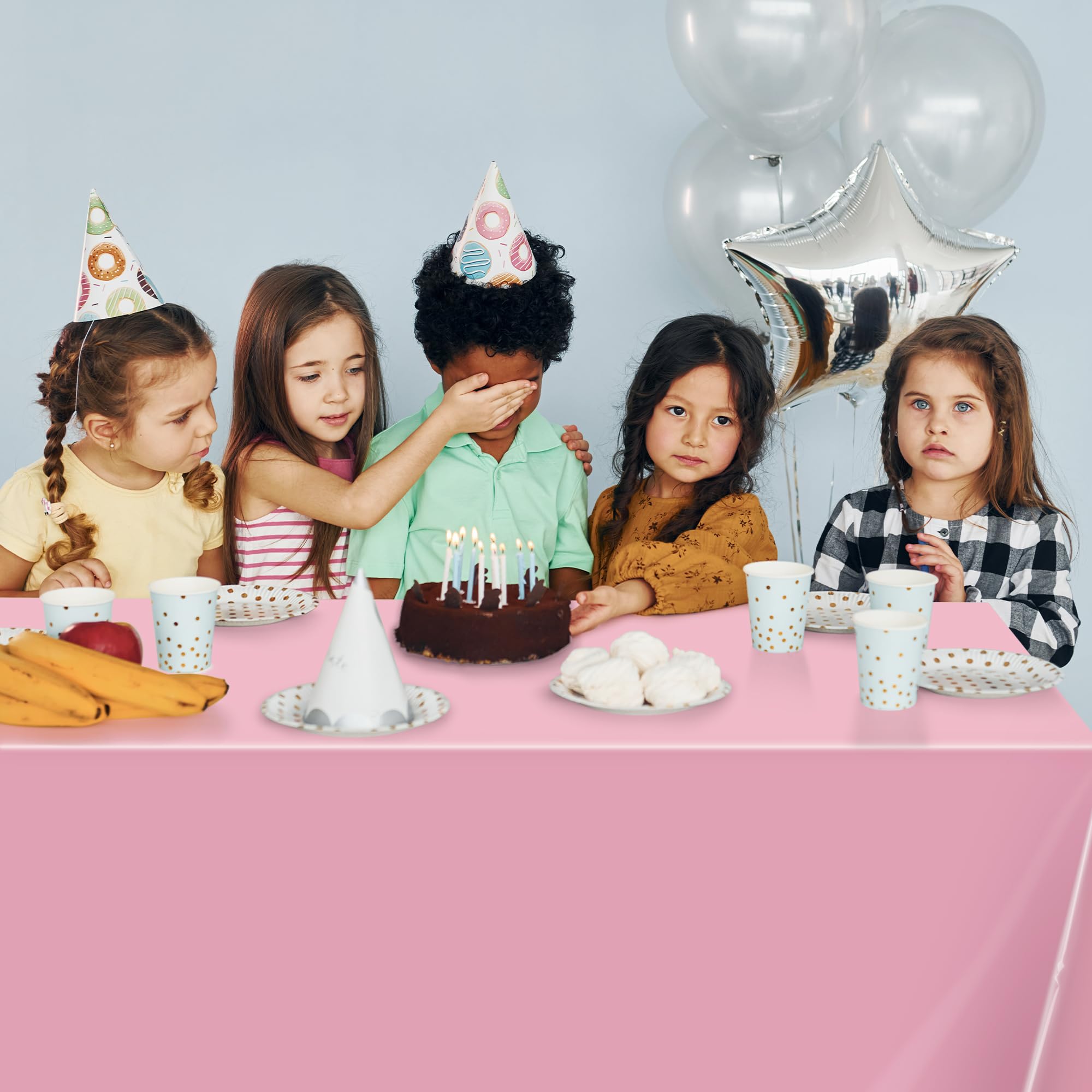 OHOME 4 Pack Disposable Plastic Tablecloths - Pink Party Table Covers for Birthday, Wedding, Baby Shower & Holiday Decorations | Waterproof & Easy Clean | Indoor & Outdoor Use