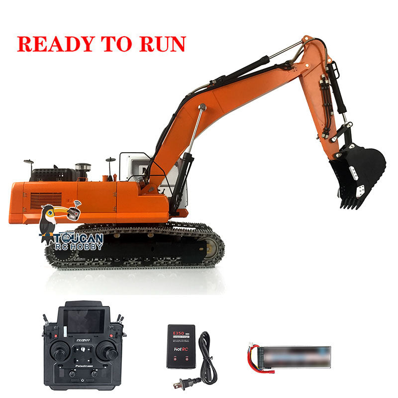 1/14 Scale LESU PC360 Metal Hydraulic RC Excavator with Painted Bucket, Trailer, Scarifier, Compactor & Crusher - 3-Section Arm for Construction Simulation & Professional RC Hobbyists