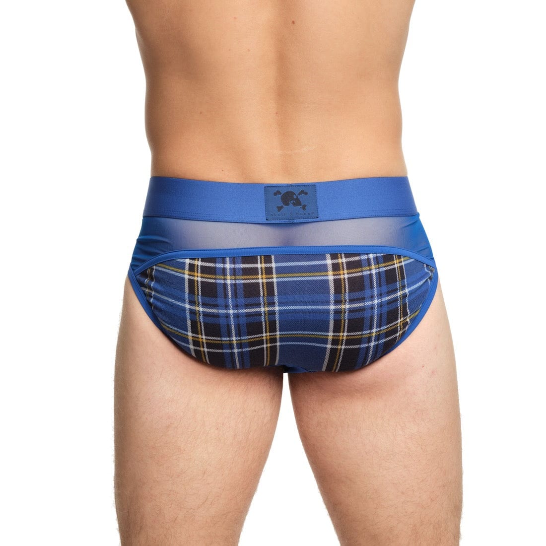 Blue Tartan Sheer Mesh Brief - Stylish Lingerie Underwear for Women | Perfect for Valentine's Day, Bridal Shower & Romantic Occasions