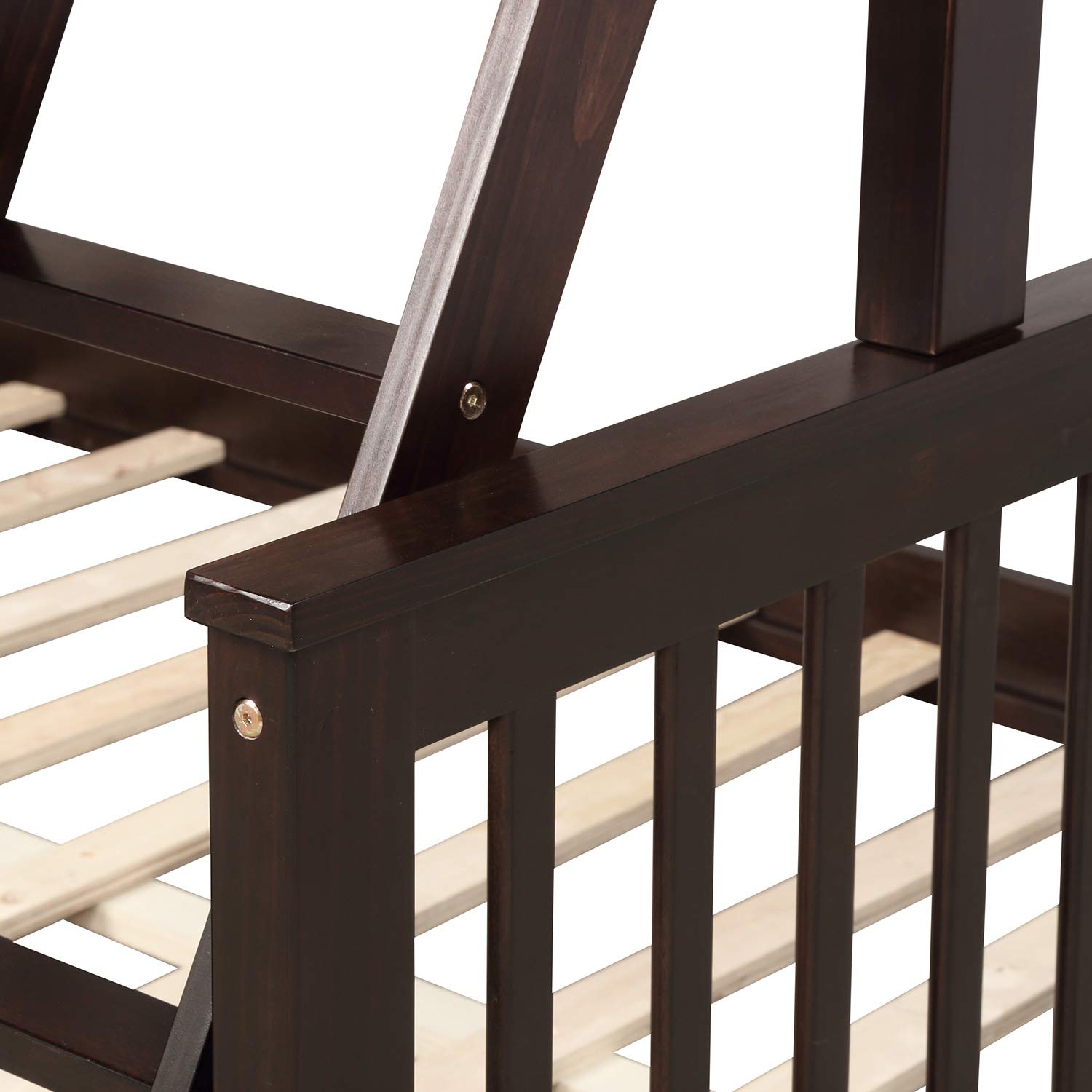 SOFTSEA Twin Over Full Bunk Bed with Ladder & 2 Storage Drawers - Sturdy Wooden Loft Bed Frame for Kids & Teens - Space-Saving Bedroom Furniture (Espresso) - Perfect for Small Rooms, Shared Kids' Bedrooms & Sleepovers