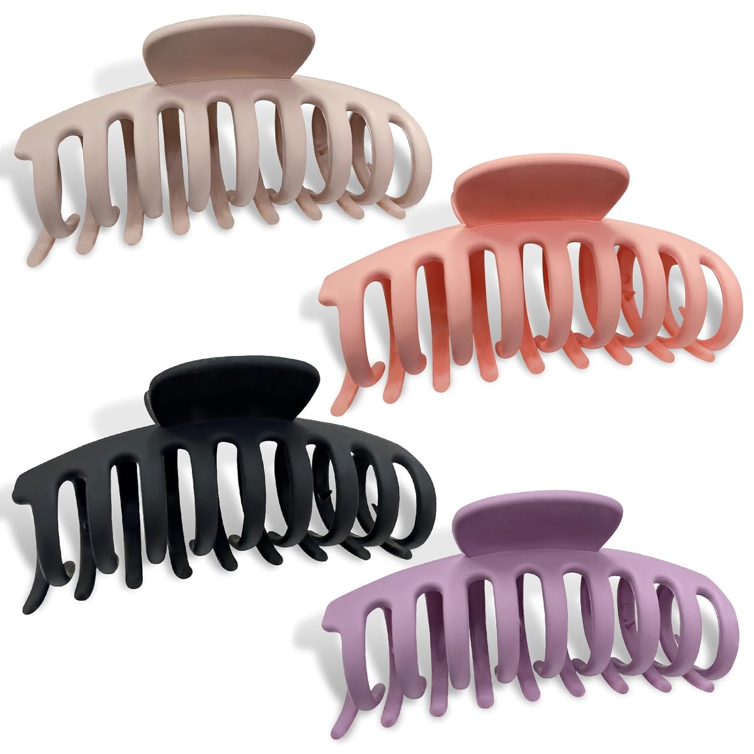 4 Pcs Matte Non-Slip Large Hair Claw Clips for Women - Strong Hold Hair Clips for Thick & Thin Hair - Fashion Hair Styling Accessories - Perfect Christmas Gifts for Women & Girls - Great for Work, Parties & Everyday Hairstyles