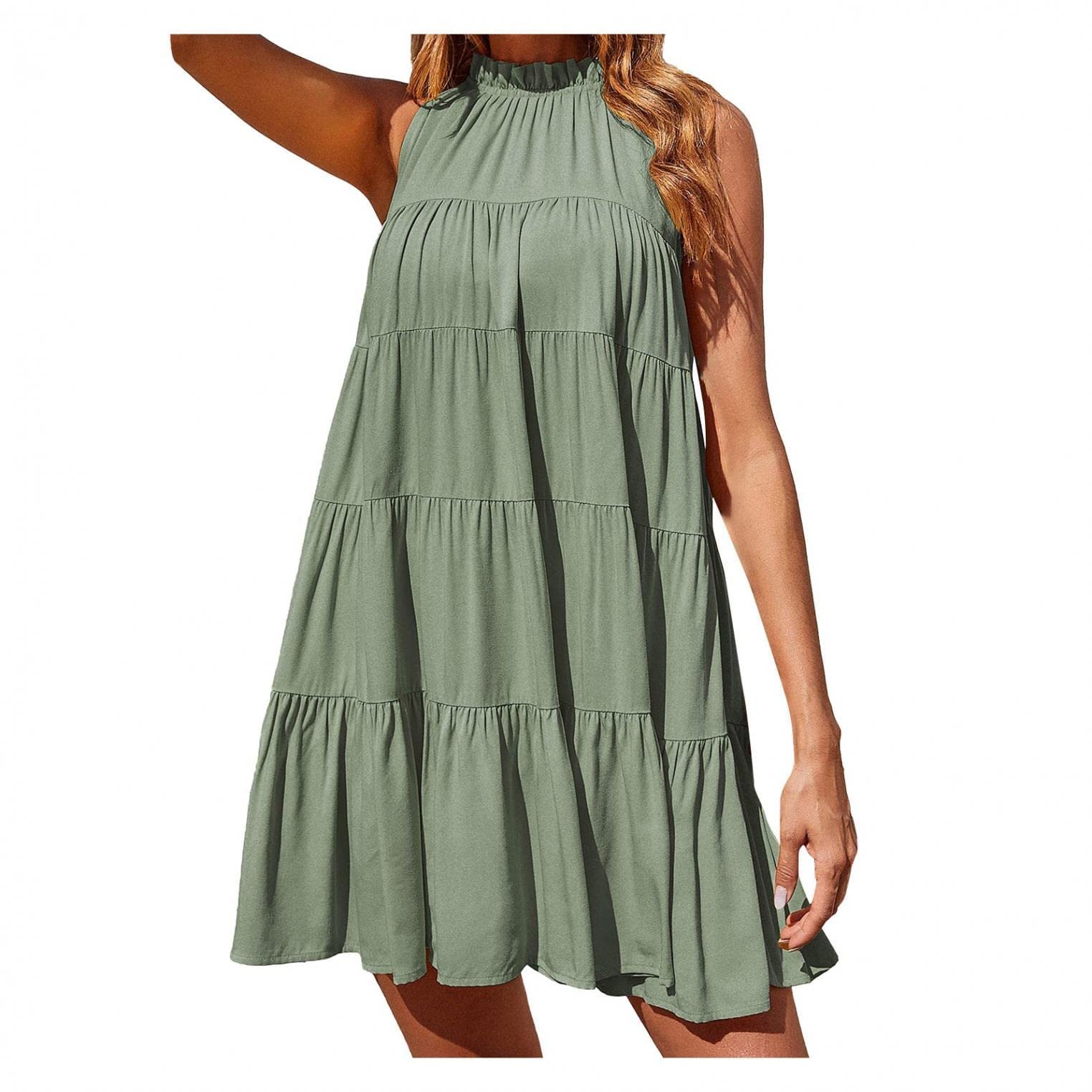 2023 Women's Summer Dresses - Sleeveless Round Neck Casual Solid Color Dress | Perfect for Beach Vacations, Outdoor Parties & Daily Wear