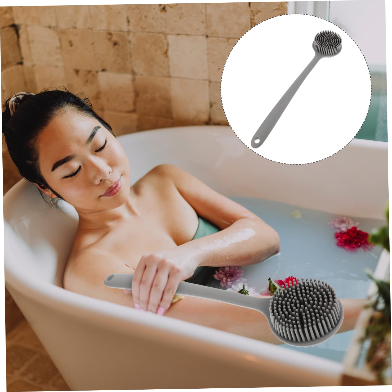 Minkissy Long Handle Exfoliating Body Brush - Back Scrubber for Shower & Bath, Exfoliates Skin & Removes Dead Cells - Perfect for Dry Brushing & Spa Days at Home
