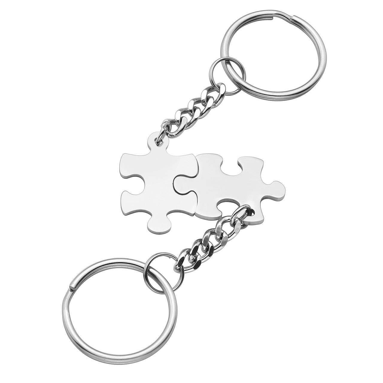 Personalized Engraved Couple Necklaces & Keychains - His and Hers Matching Puzzle Dog Tag Pendants with Gift Box - Romantic Anniversary Gifts for Couples, Valentine's Day, Wedding, Engagement