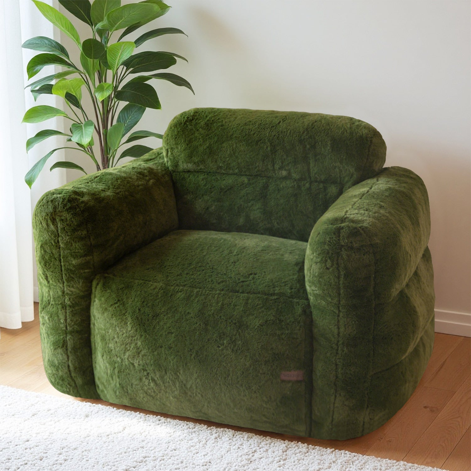 MAXYOYO Giant Bean Bag Chair - Ultra Soft Faux Fur Oversized Lounger for Adults & Teens, Green - Perfect for Bedroom, Living Room, Game Room & Dorm Relaxation