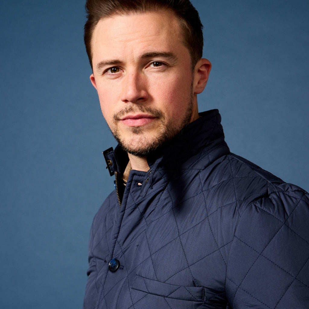 BEAUCAIRE James Quilted Jacket for Men - Navy Blue Lightweight Puffer Coat, Winter Warm Quilted Outerwear for Casual Wear, Outdoor Activities & Travel