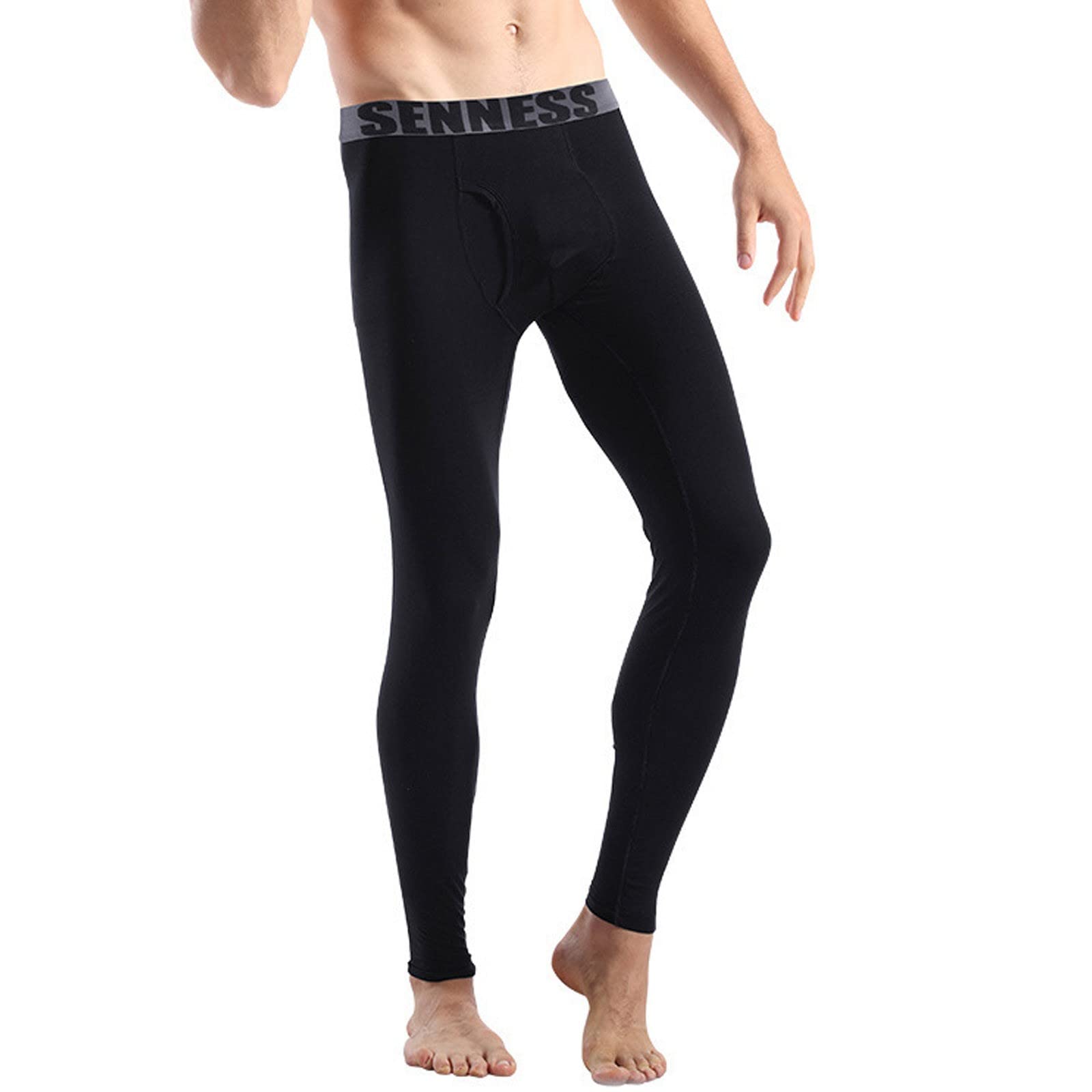 Men's Compression Tights - Stretch Fitness Leggings for Gym & Ski - Black 3XL