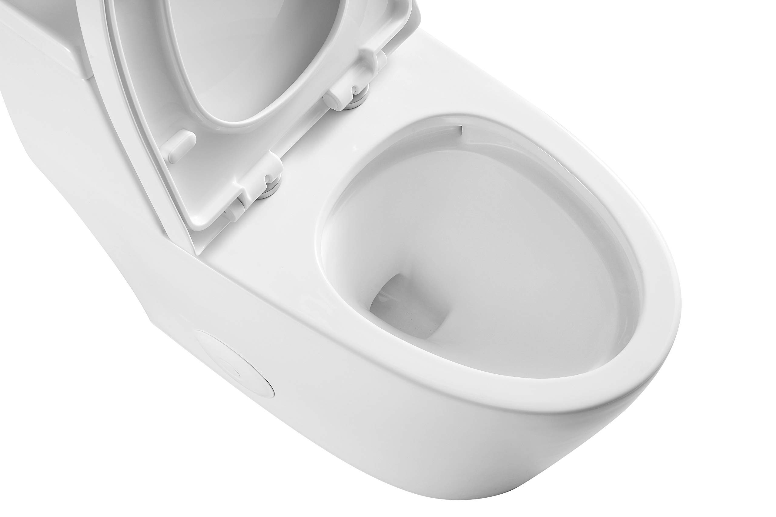 Kingsman One Piece Elongated Toilet with Dual Flush 1.2/1.6 GPF & Soft Close Seat - Modern Water Saving Design for Bathroom & Powder Room - Pure White MJ80 | Perfect for Contemporary Homes & Commercial Spaces