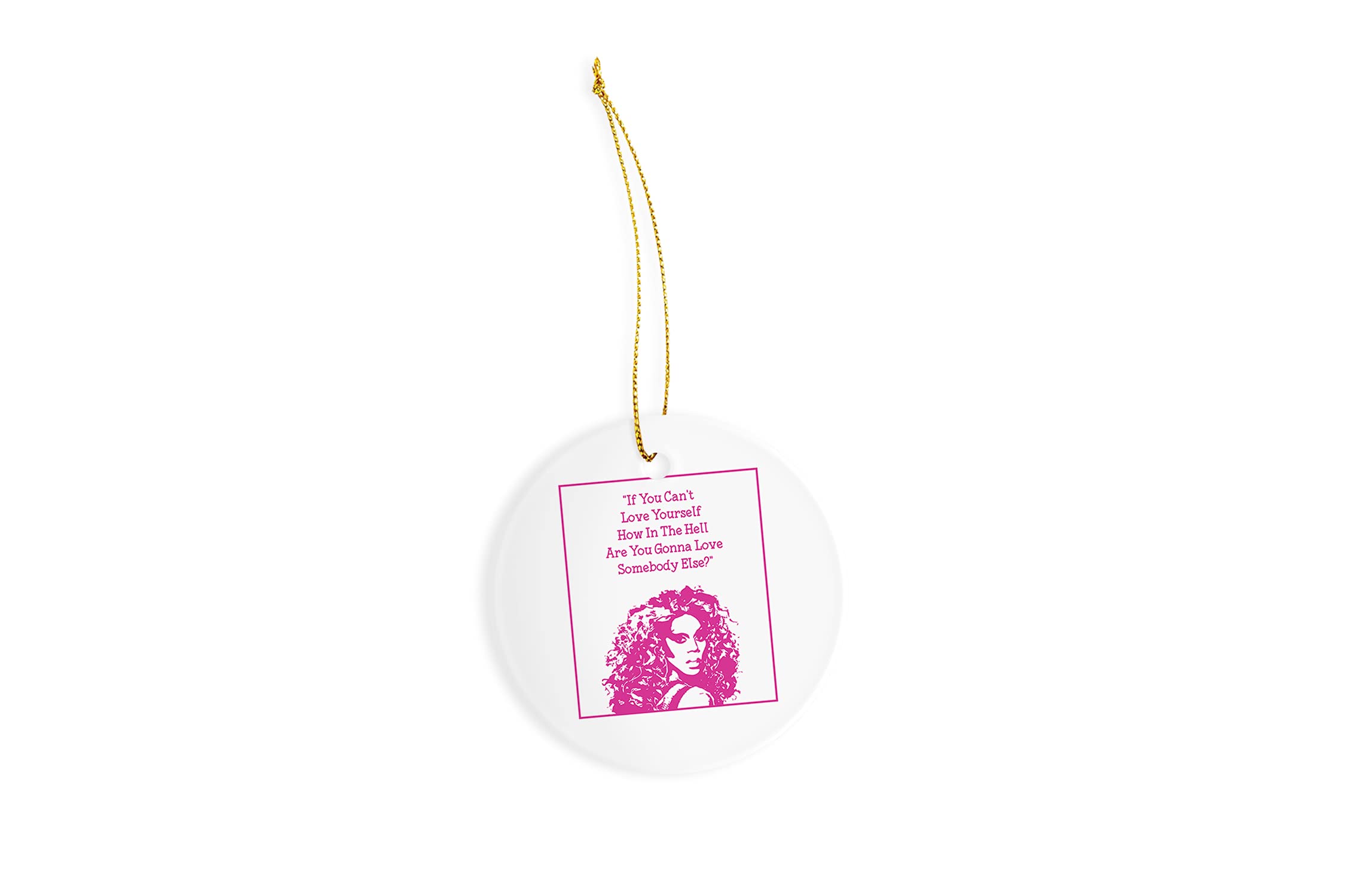 Self-Love Ceramic Ornament - 3 Inch Round Christmas Tree Decoration - Inspirational Holiday Gift for Home, Office & Festive Decor
